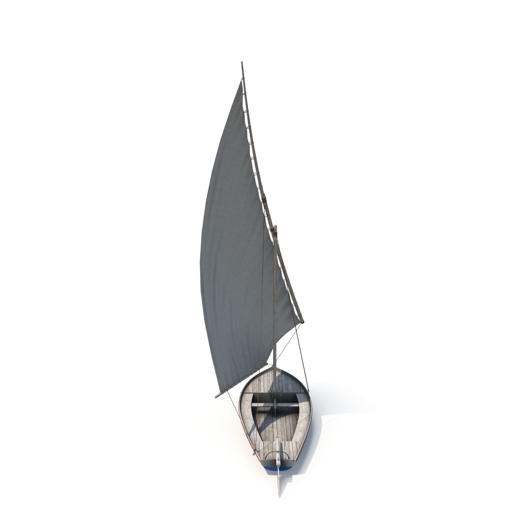 Fellucca Sailboat Game Ready 2 Low-poly 3D model_3
