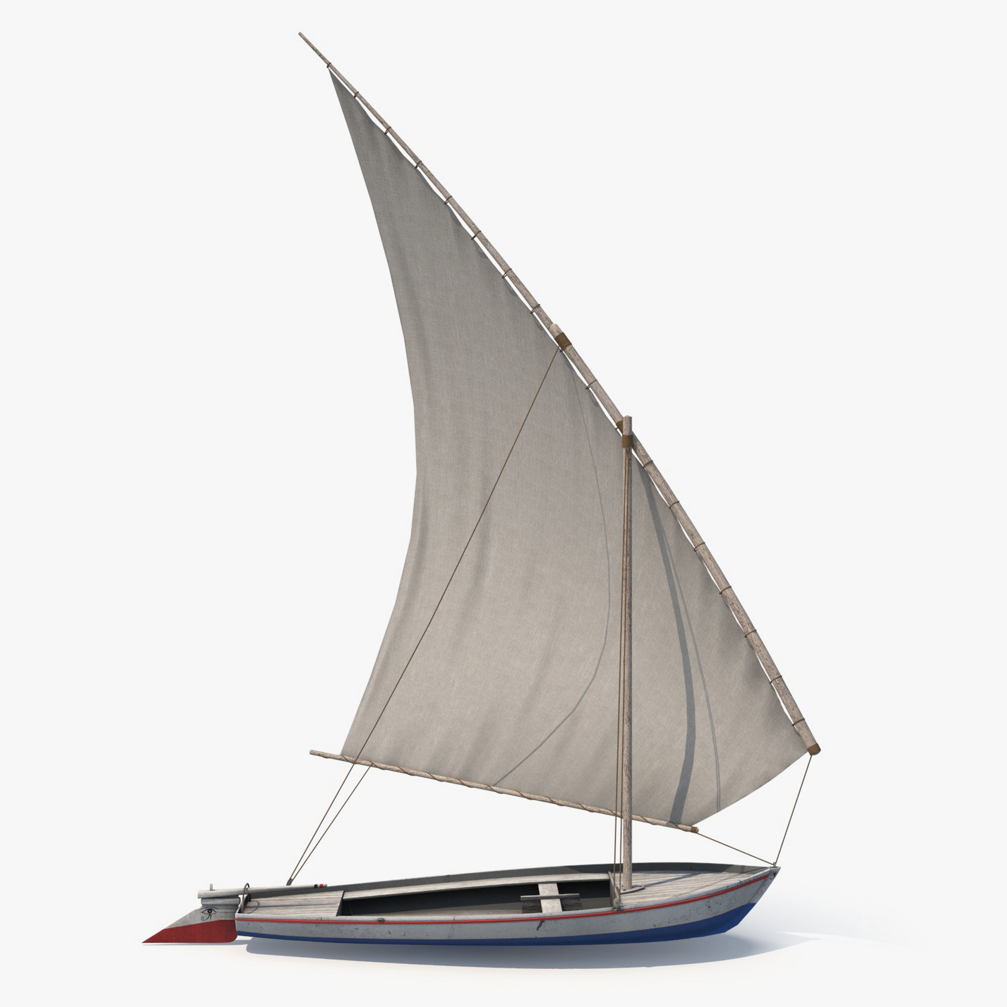 Fellucca Sailboat Game Ready 2 Low-poly 3D model_1