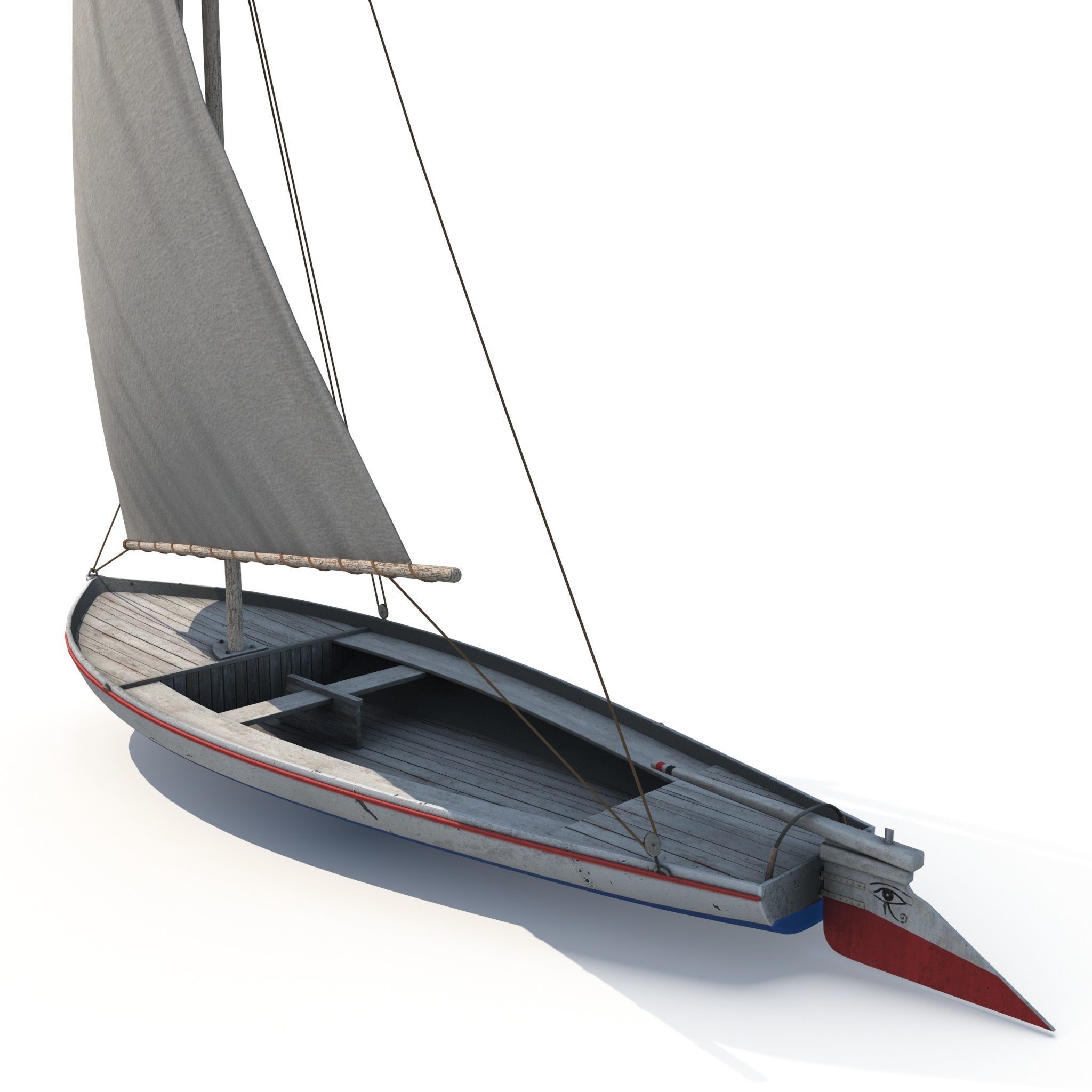 Fellucca Sailboat Game Ready 2 Low-poly 3D model_5
