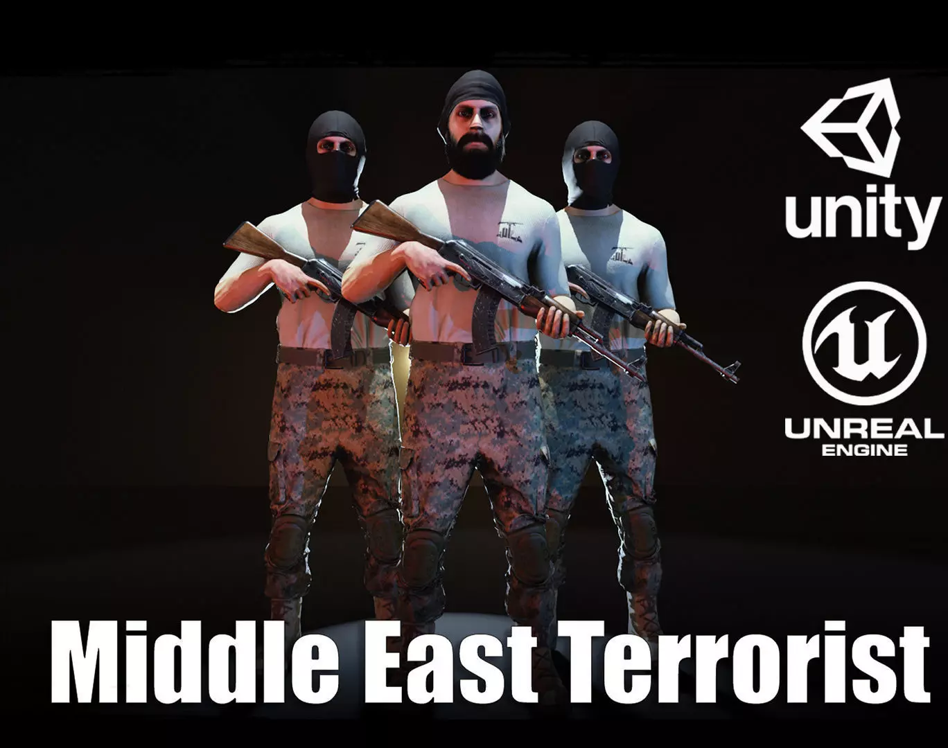 Middle East Terrorist Low-poly 3D model