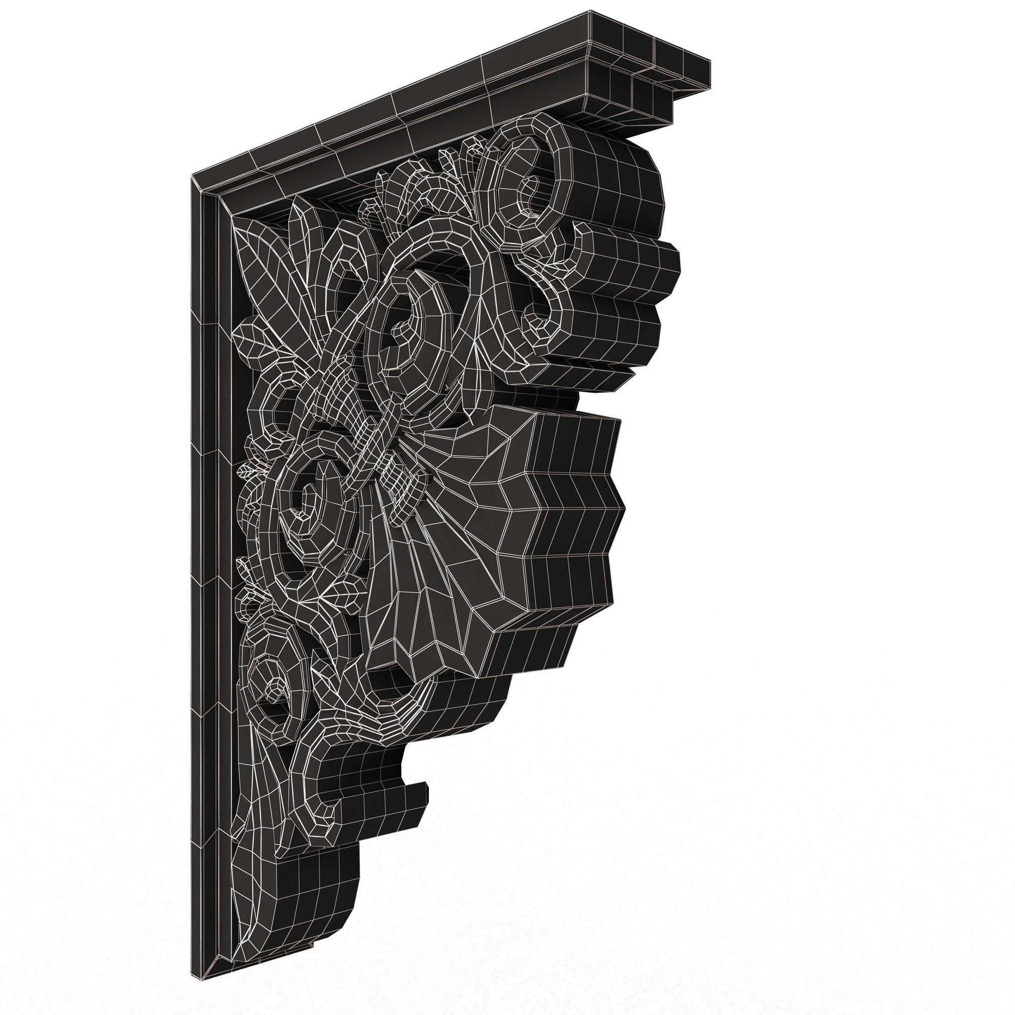 Bracket Carved Plaster Molding Decoration 03 Low-poly 3D model_14