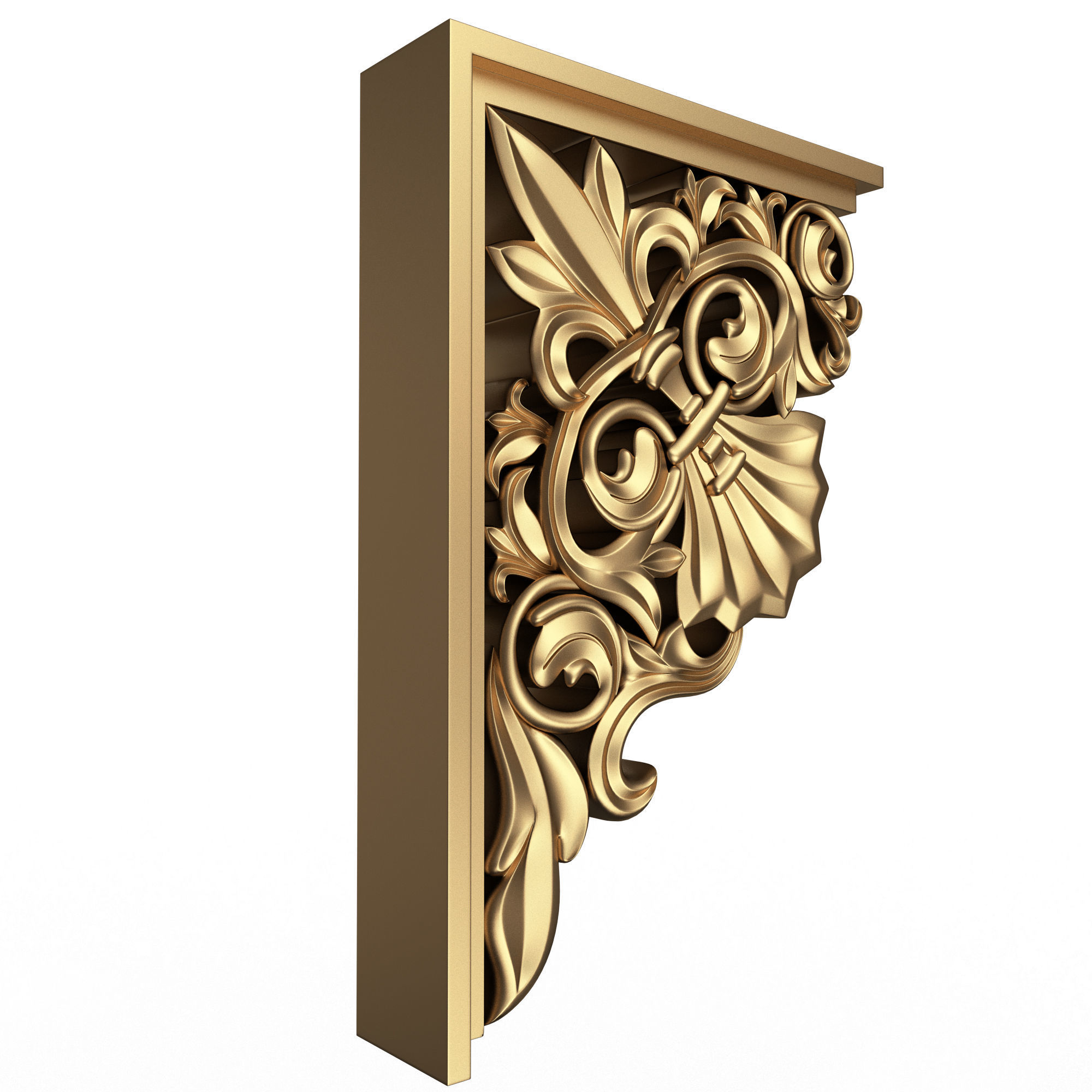 Bracket Carved Plaster Molding Decoration 03 Low-poly 3D model_3