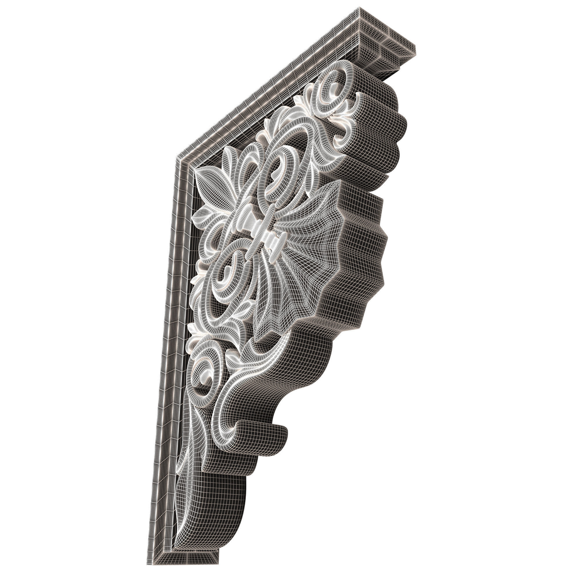 Bracket Carved Plaster Molding Decoration 03 Low-poly 3D model_10