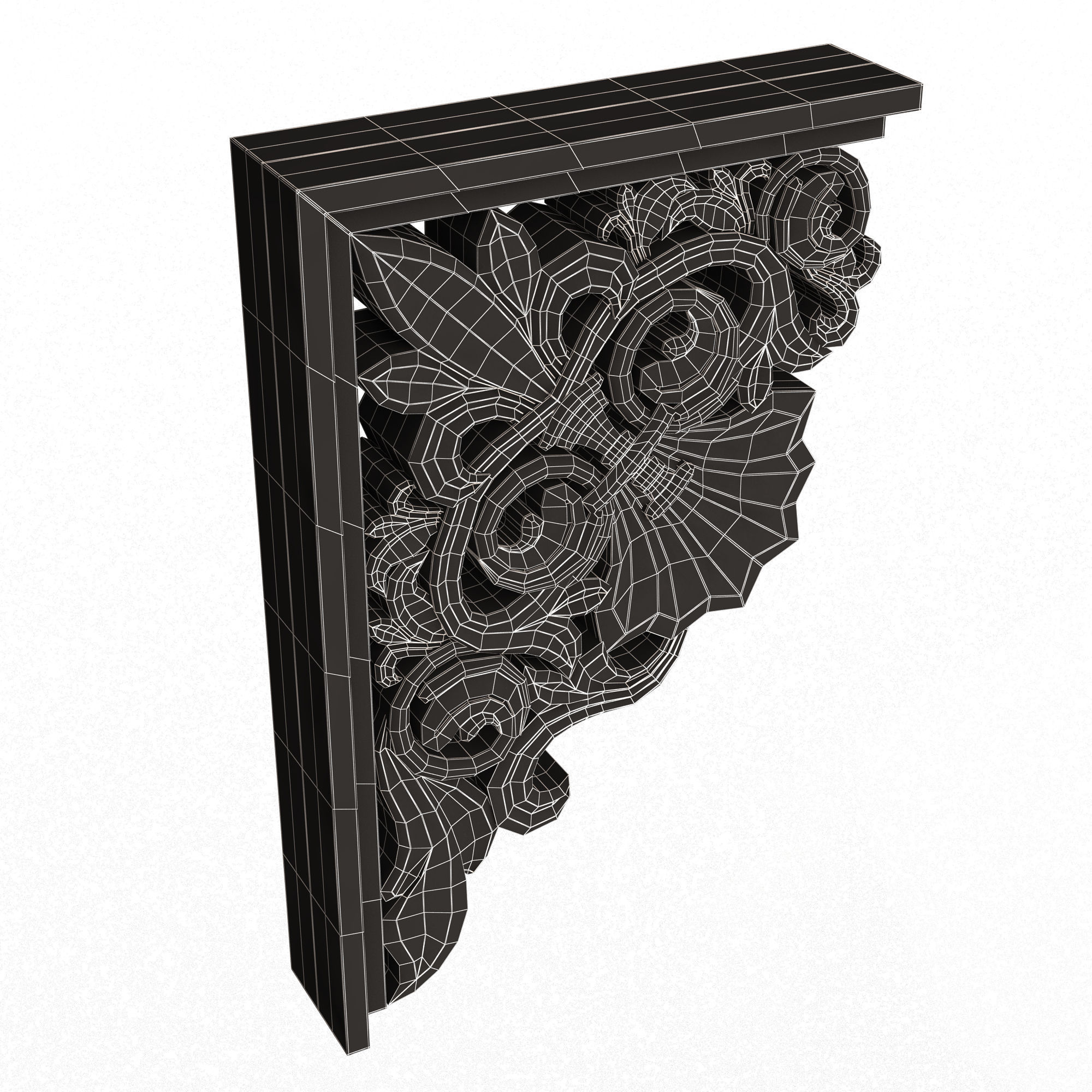 Bracket Carved Plaster Molding Decoration 03 Low-poly 3D model_13