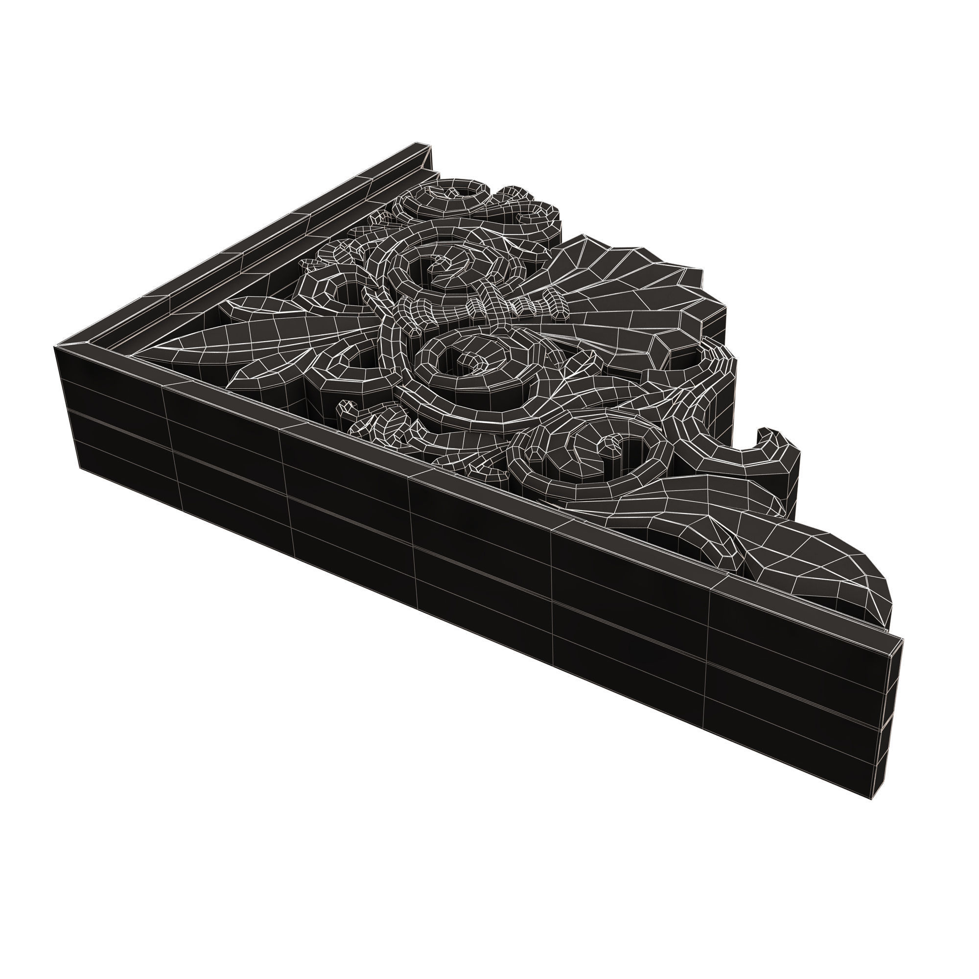 Bracket Carved Plaster Molding Decoration 03 Low-poly 3D model_17