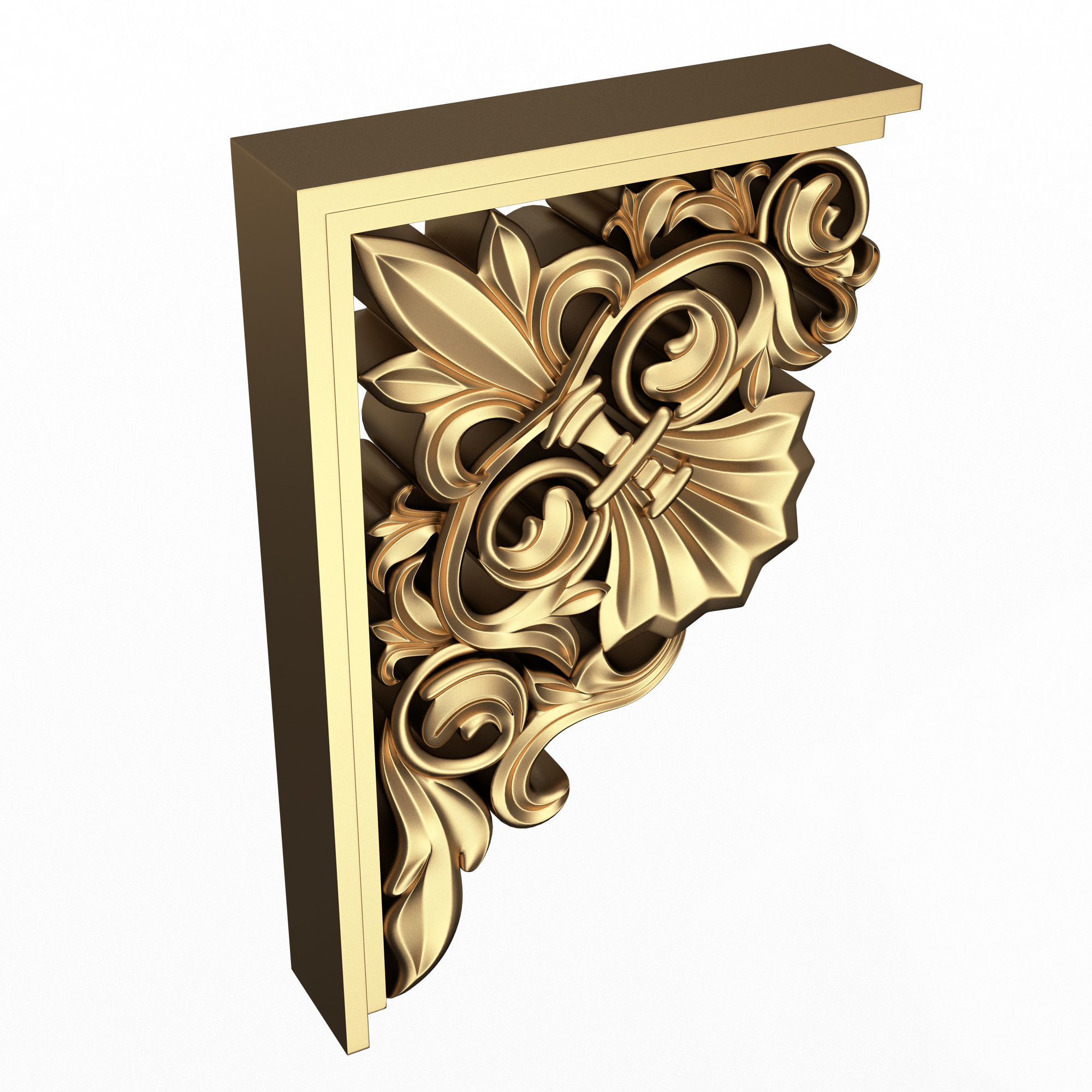 Bracket Carved Plaster Molding Decoration 03 Low-poly 3D model_1