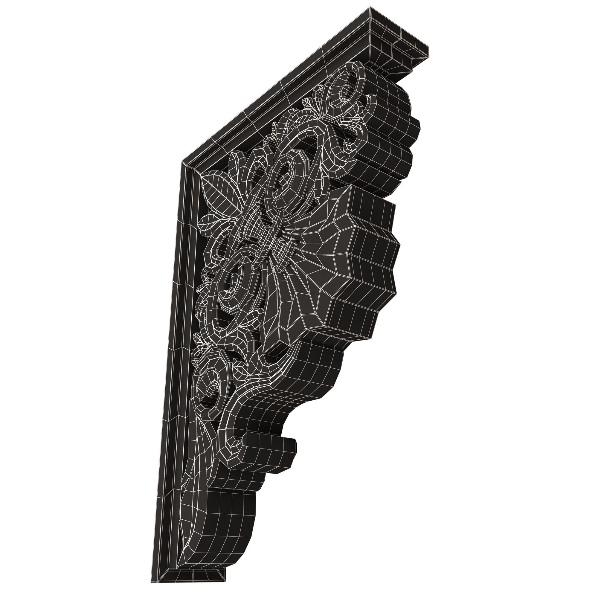 Bracket Carved Plaster Molding Decoration 03 Low-poly 3D model_16