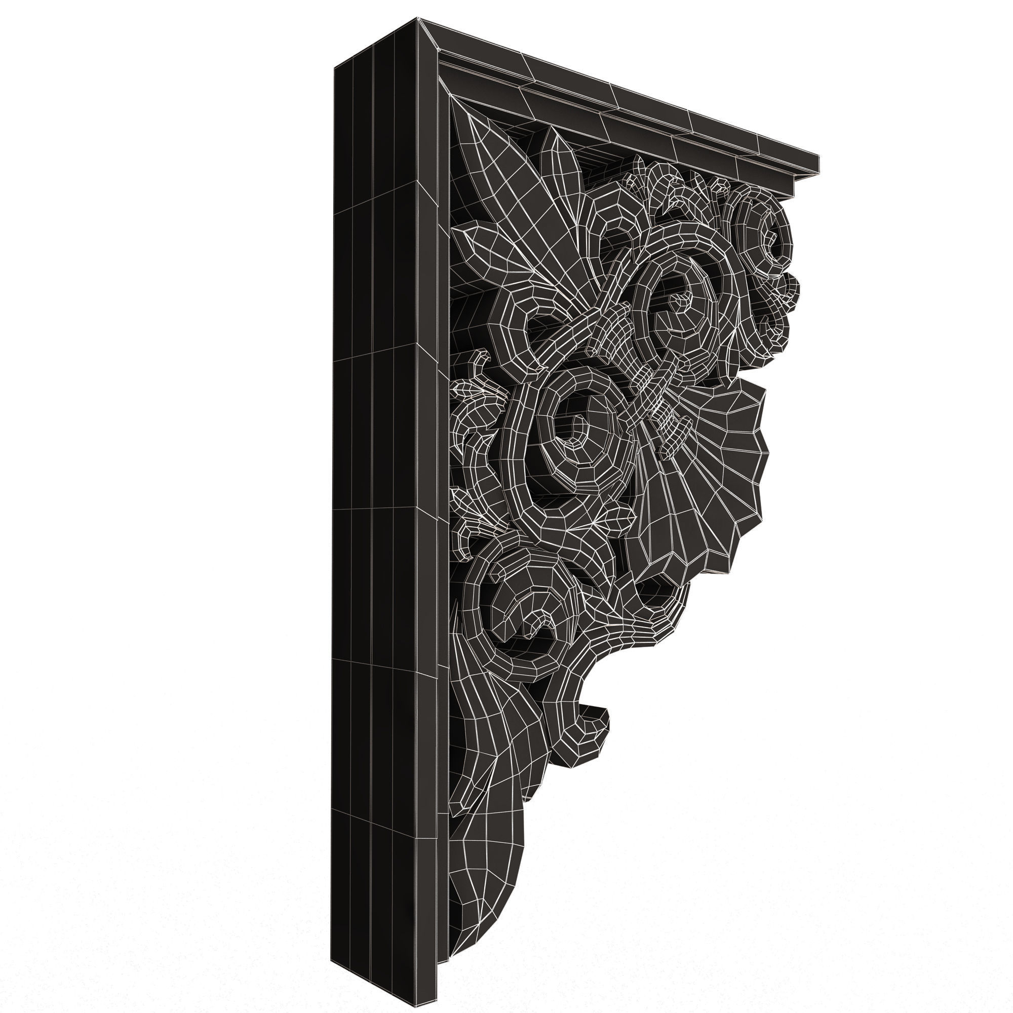 Bracket Carved Plaster Molding Decoration 03 Low-poly 3D model_15