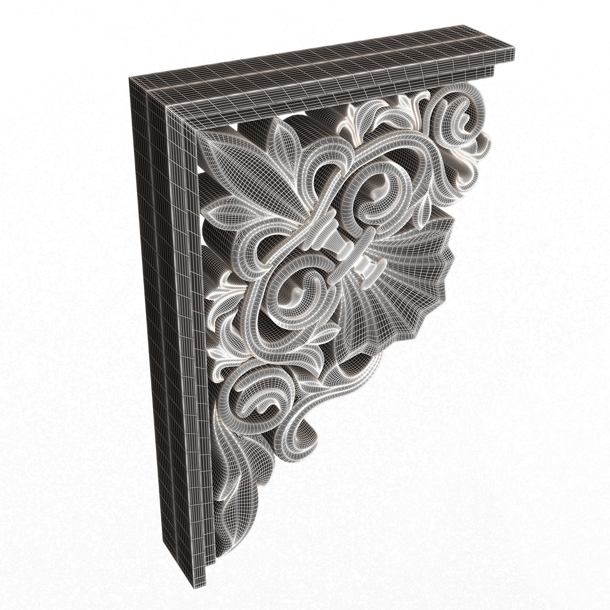 Bracket Carved Plaster Molding Decoration 03 Low-poly 3D model_7