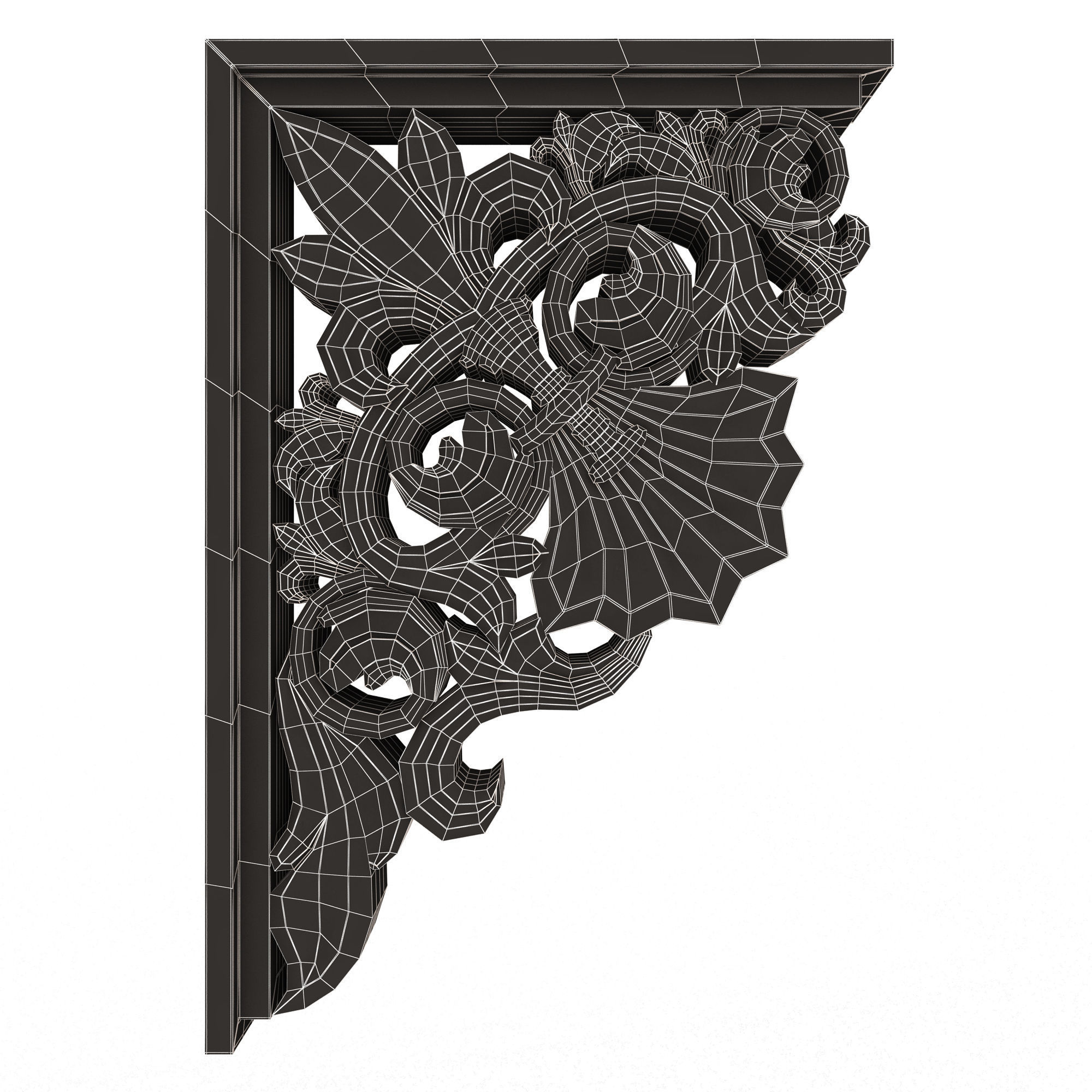 Bracket Carved Plaster Molding Decoration 03 Low-poly 3D model_12