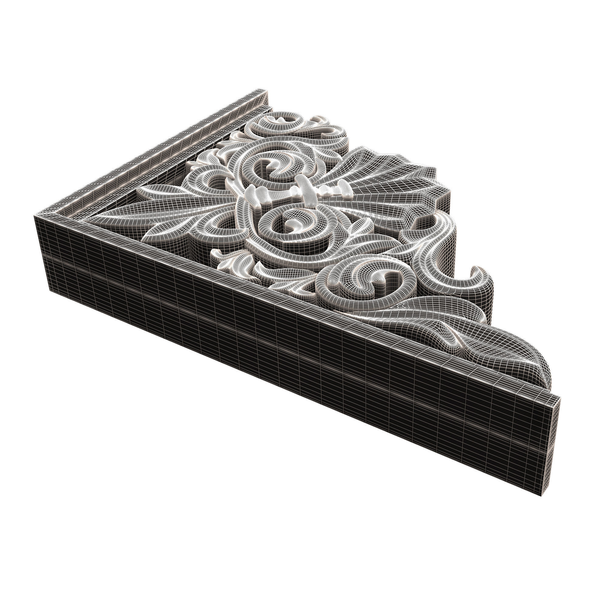 Bracket Carved Plaster Molding Decoration 03 Low-poly 3D model_11