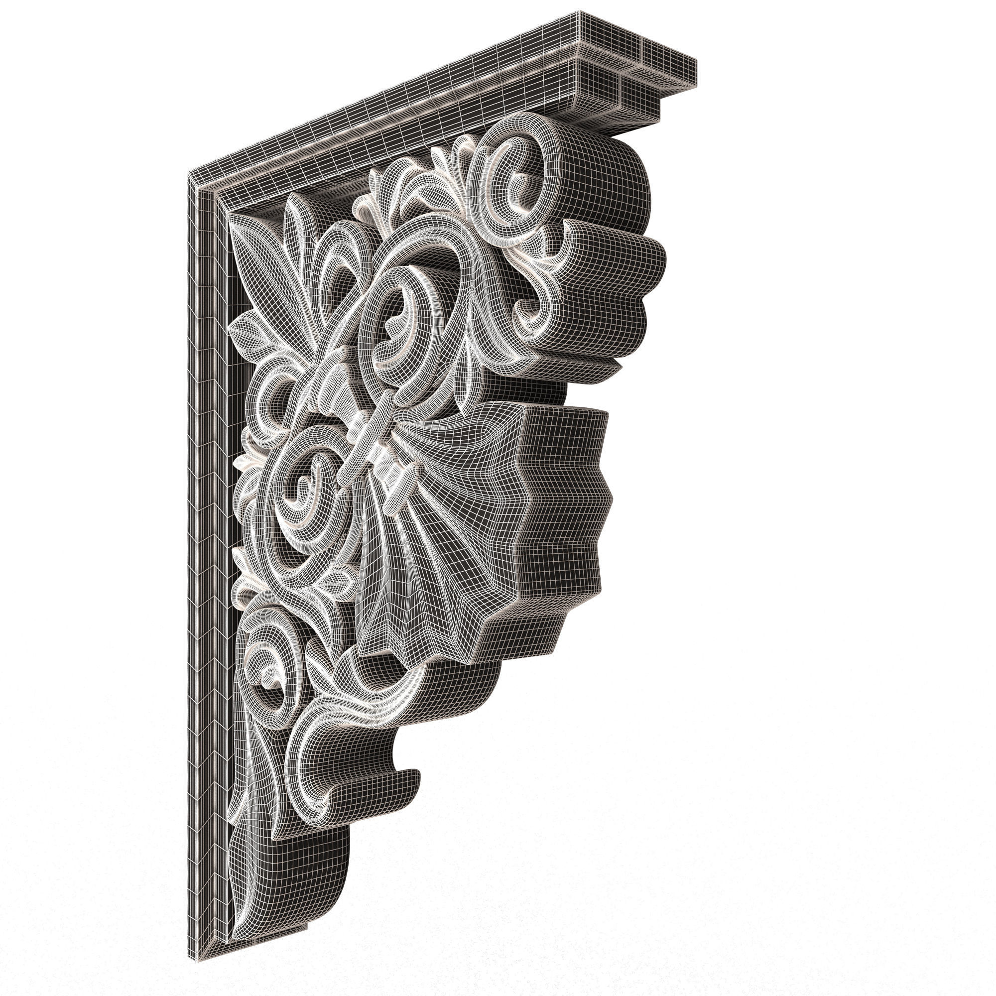 Bracket Carved Plaster Molding Decoration 03 Low-poly 3D model_8