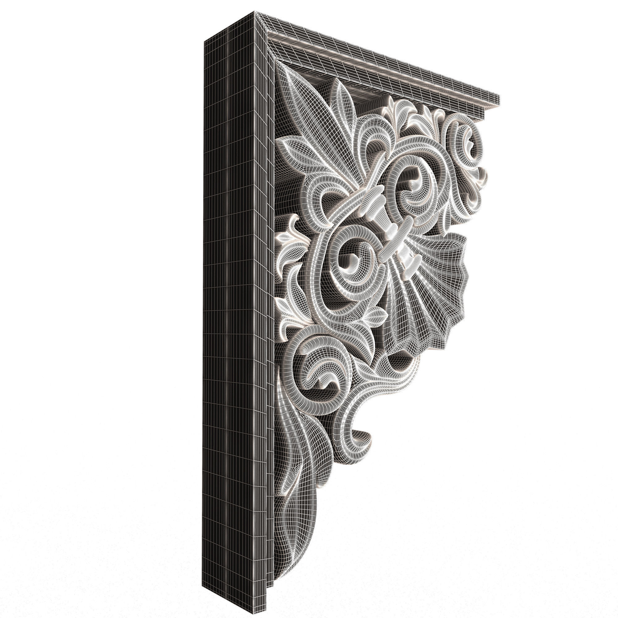 Bracket Carved Plaster Molding Decoration 03 Low-poly 3D model_9