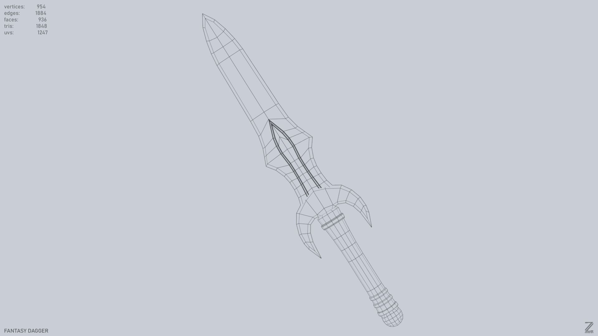 Fantasy dagger Low-poly 3D model_10