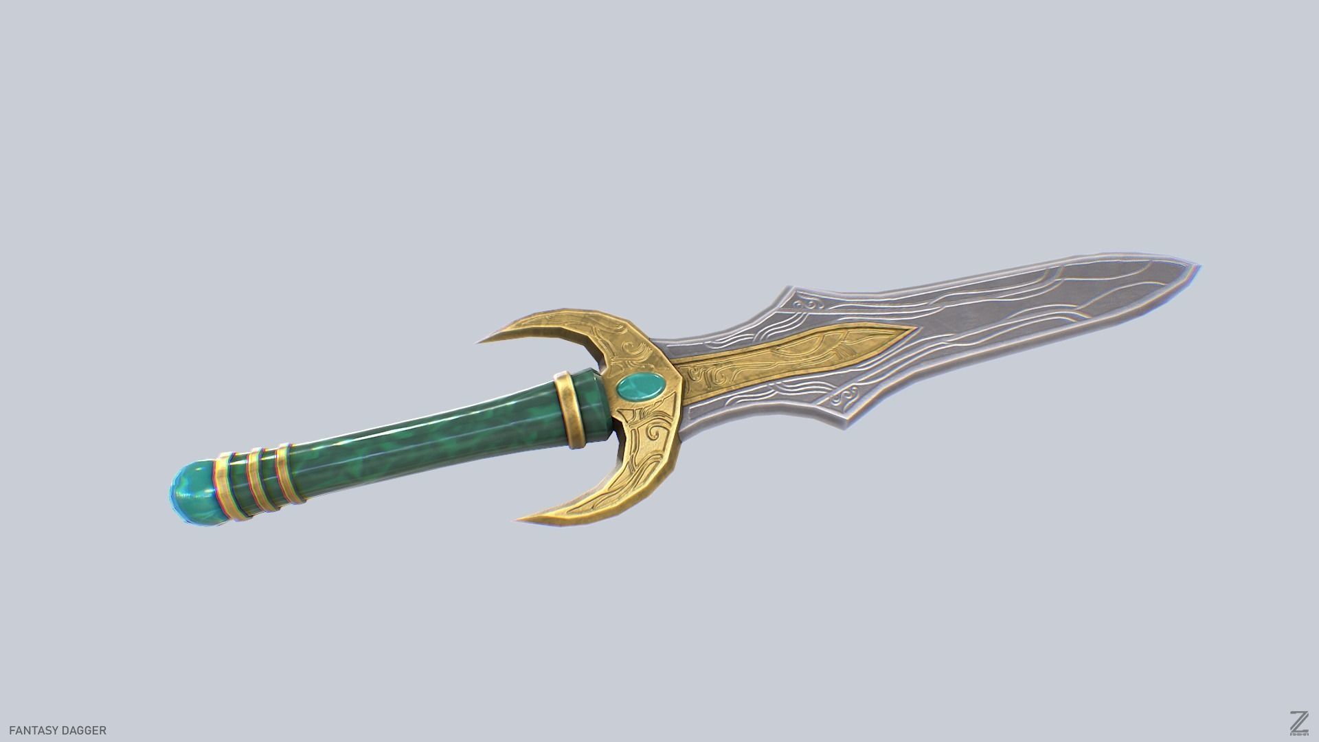 Fantasy dagger Low-poly 3D model_5