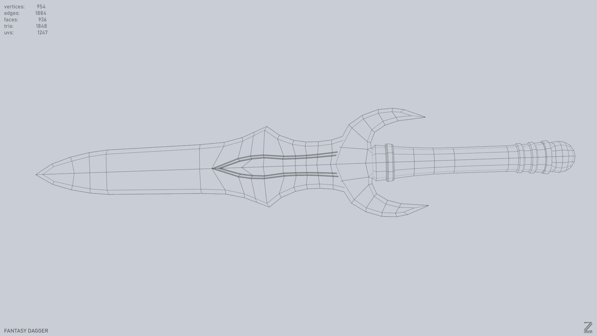 Fantasy dagger Low-poly 3D model_11