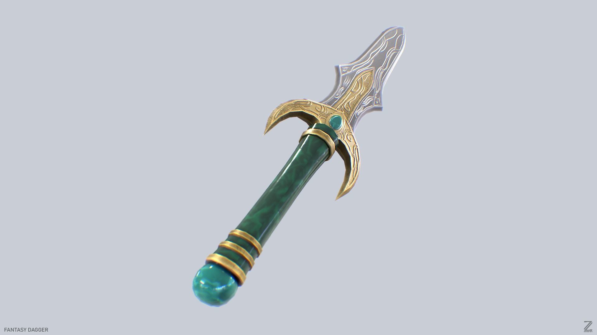 Fantasy dagger Low-poly 3D model_7