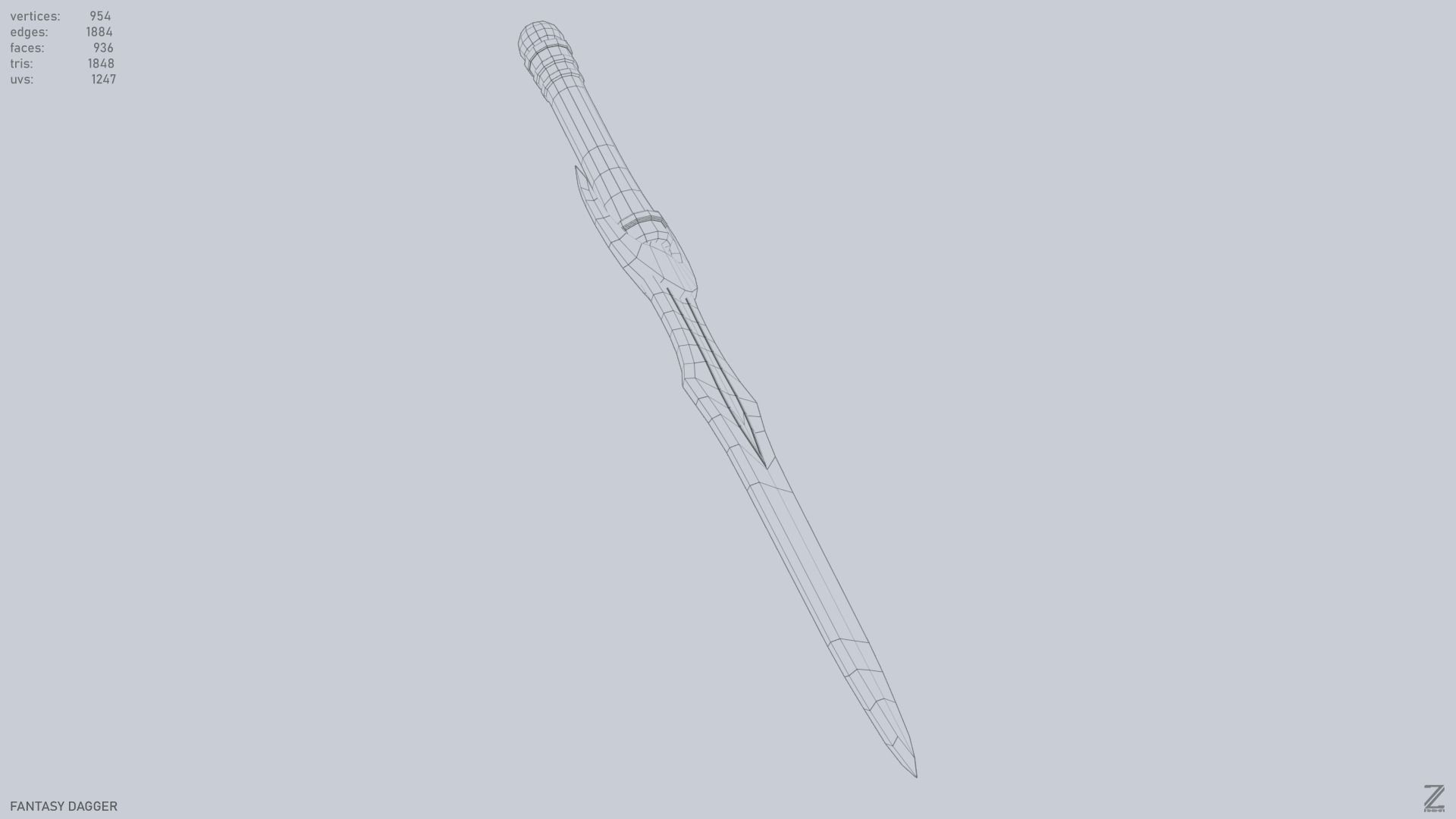 Fantasy dagger Low-poly 3D model_13