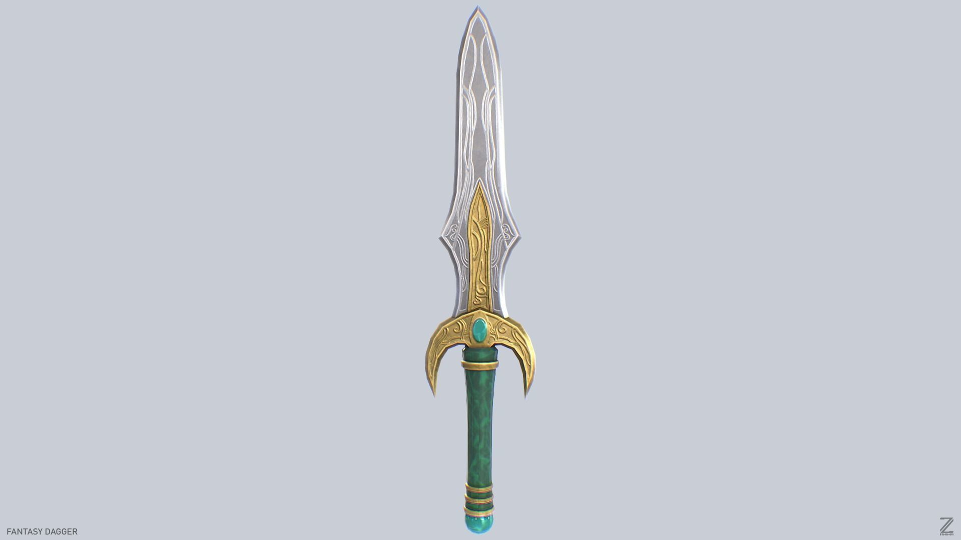 Fantasy dagger Low-poly 3D model_2