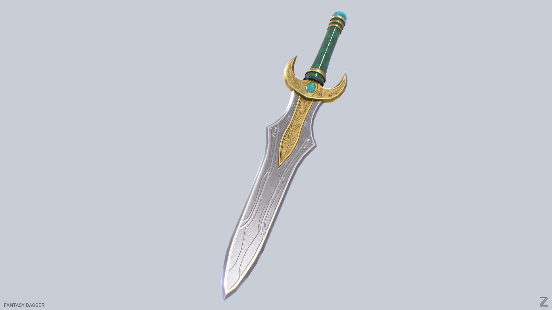 Fantasy dagger Low-poly 3D model_6