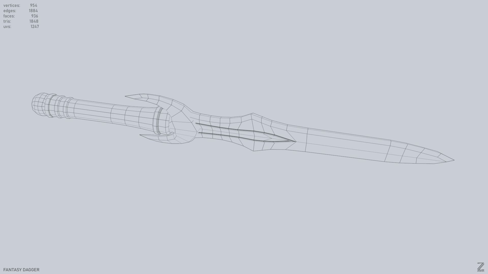 Fantasy dagger Low-poly 3D model_14