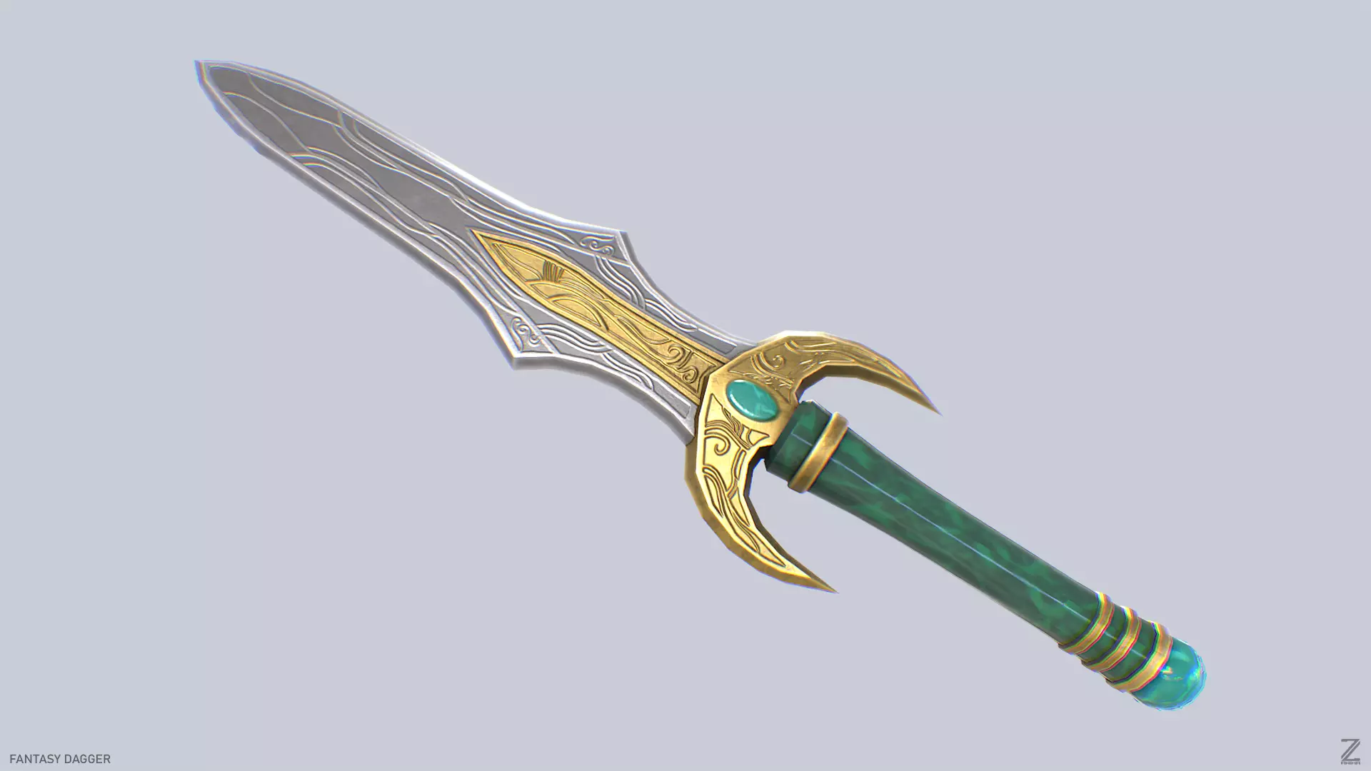 Fantasy dagger Low-poly 3D model_0
