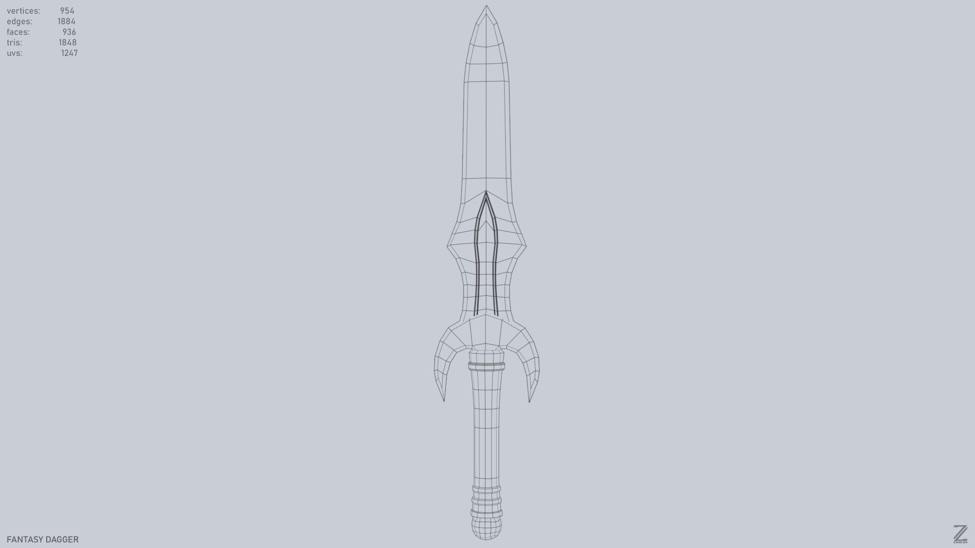 Fantasy dagger Low-poly 3D model_9