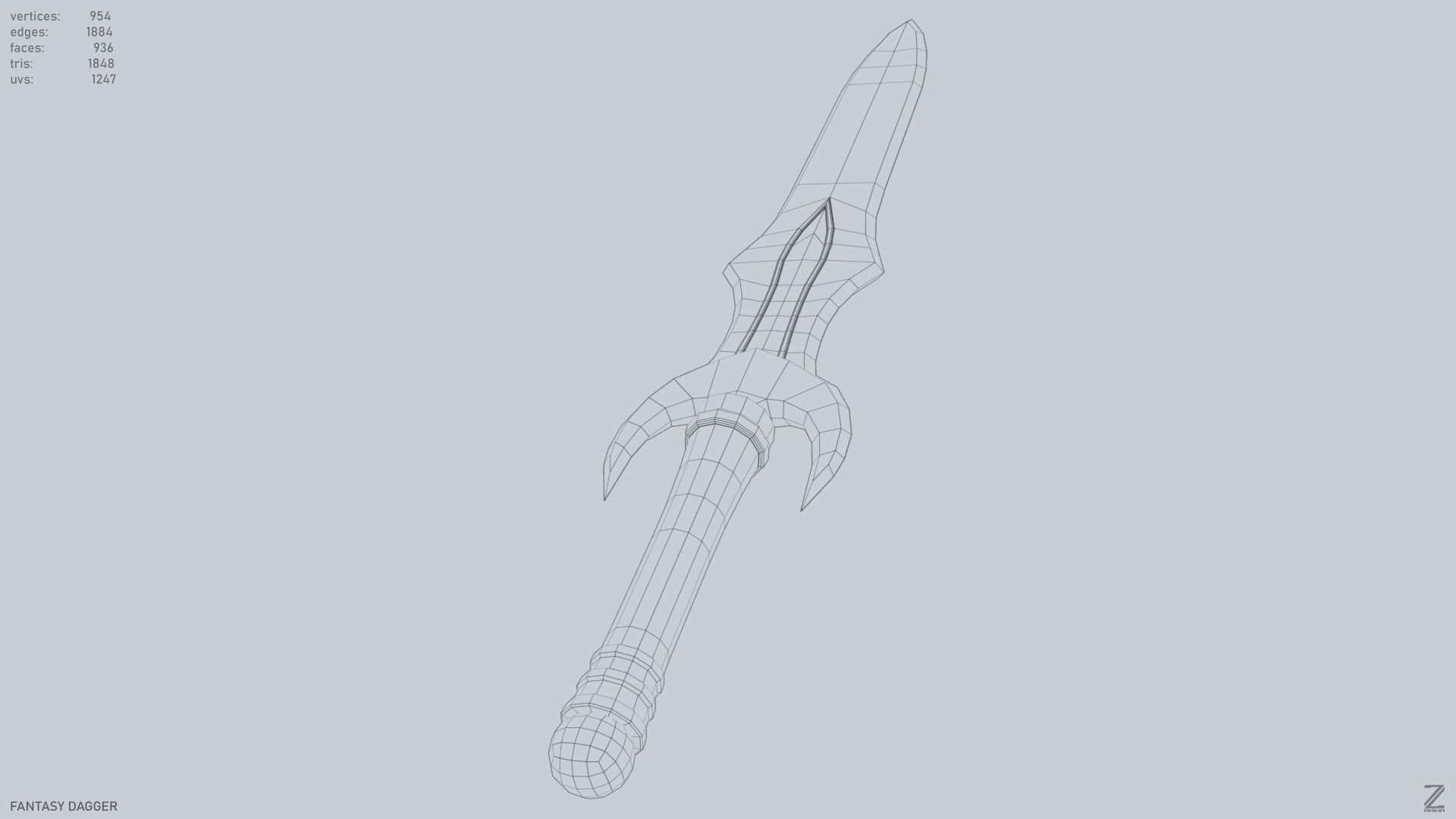 Fantasy dagger Low-poly 3D model_15