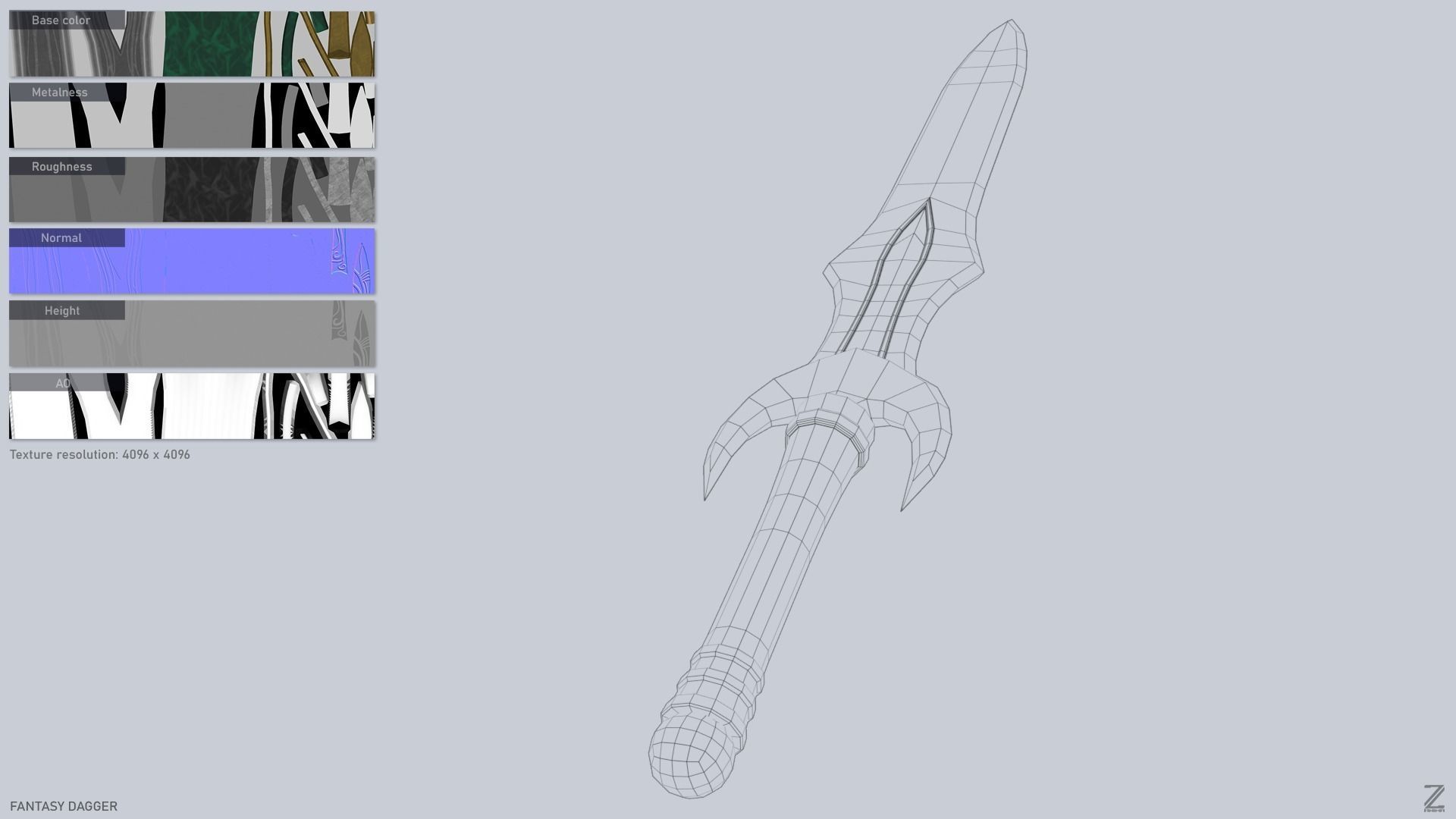 Fantasy dagger Low-poly 3D model_3
