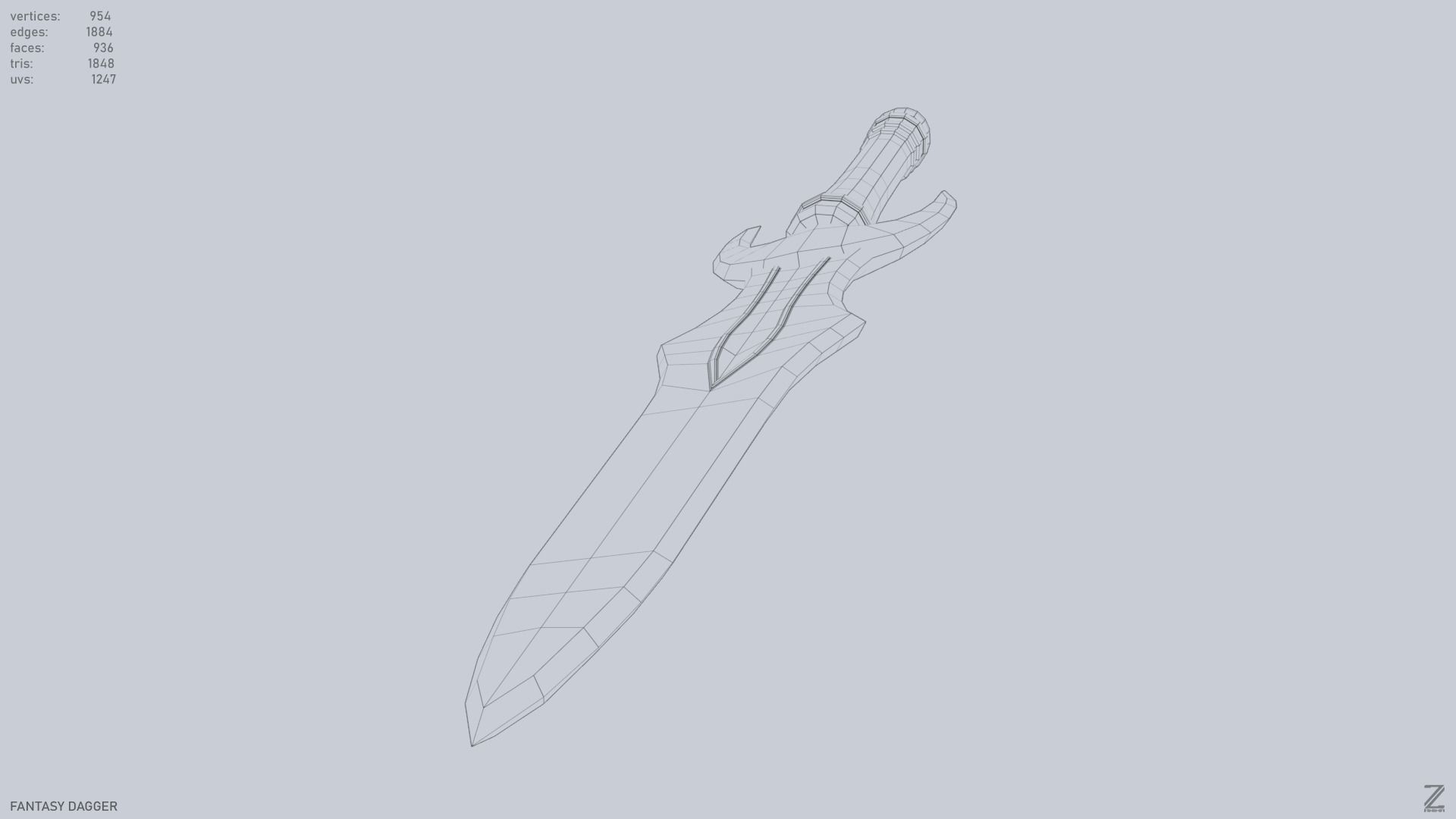 Fantasy dagger Low-poly 3D model_12