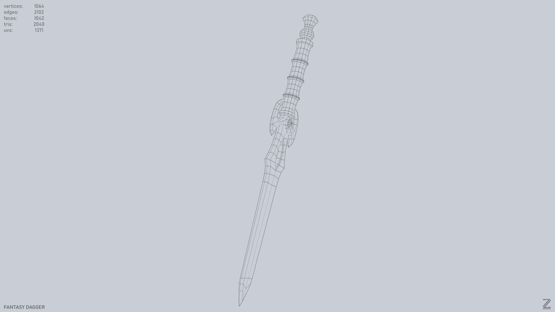 Fantasy dagger Low-poly 3D model_12