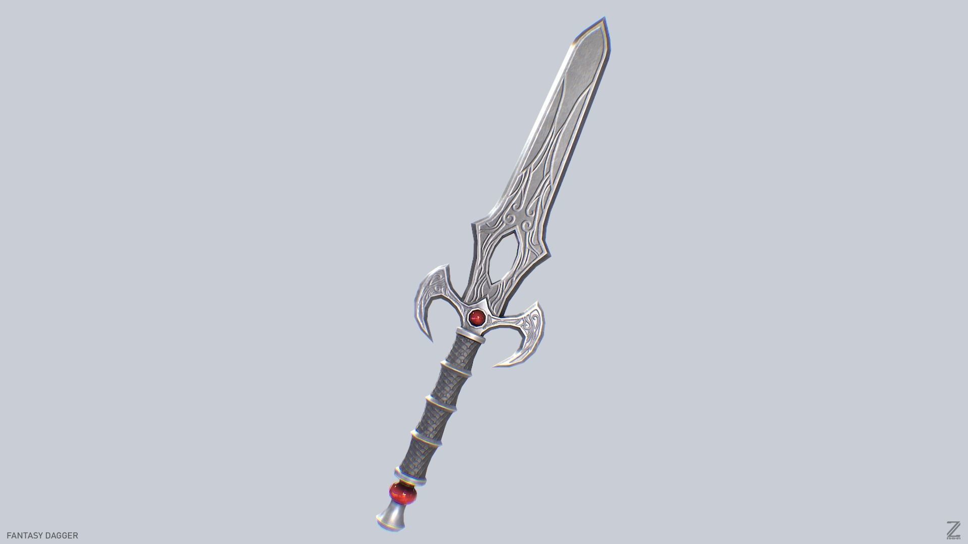 Fantasy dagger Low-poly 3D model_4