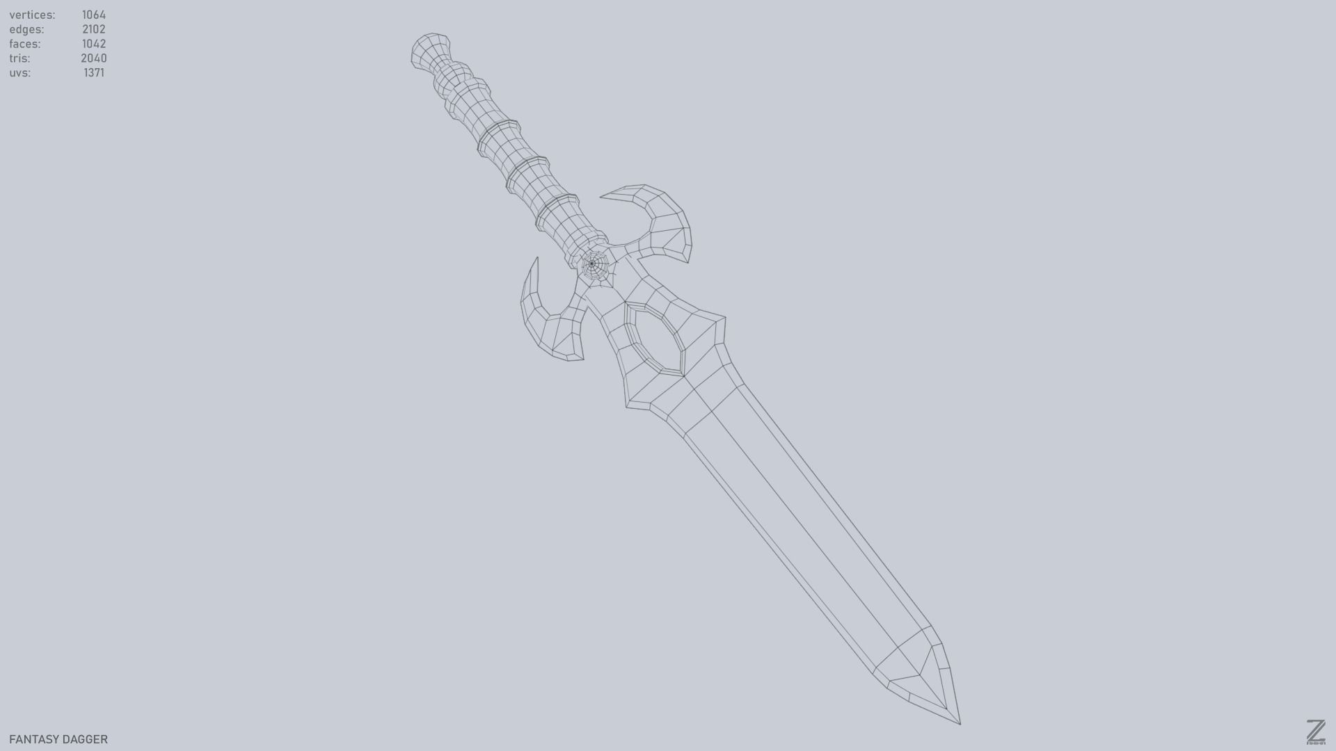 Fantasy dagger Low-poly 3D model_13