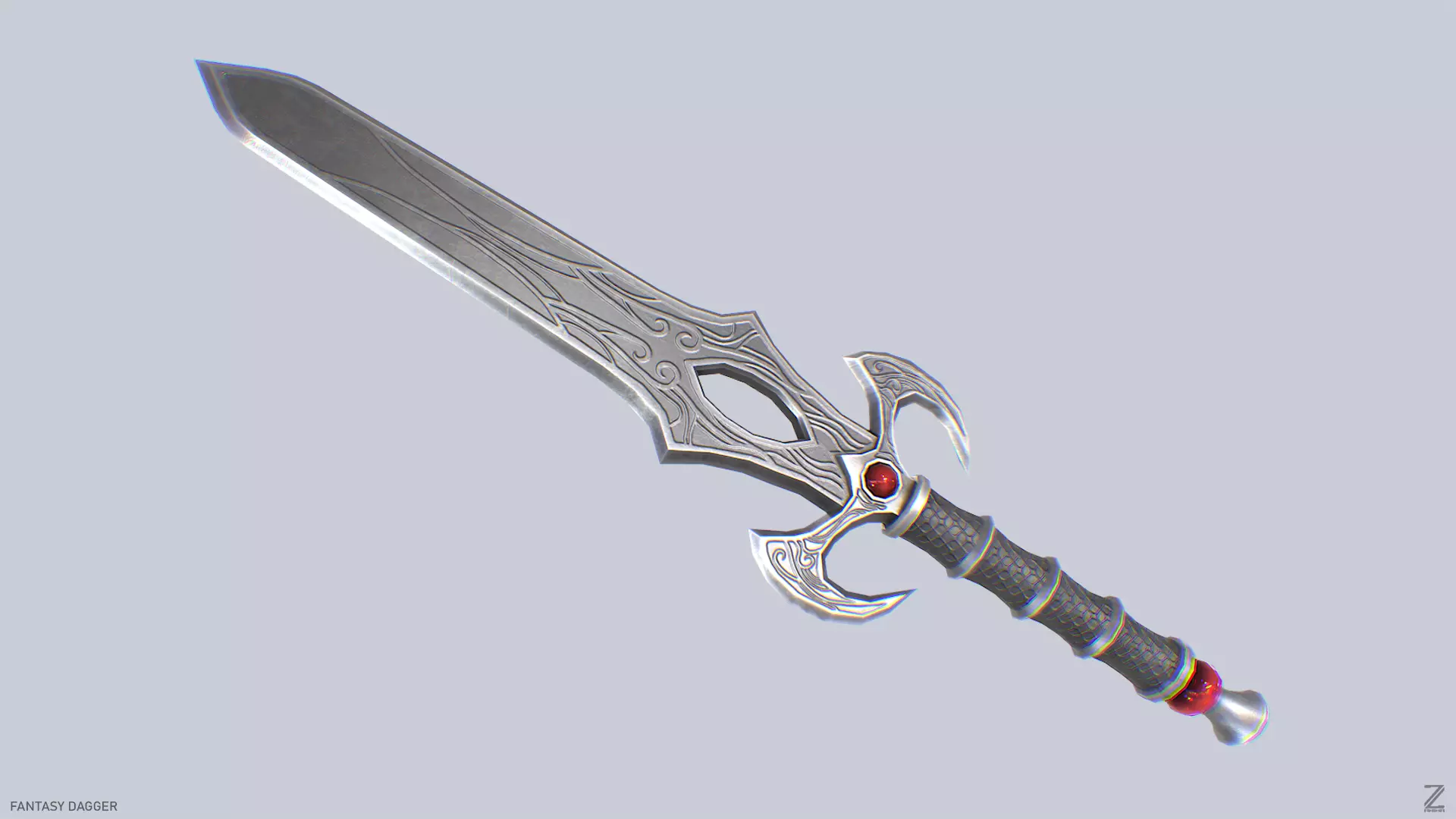 Fantasy dagger Low-poly 3D model_0