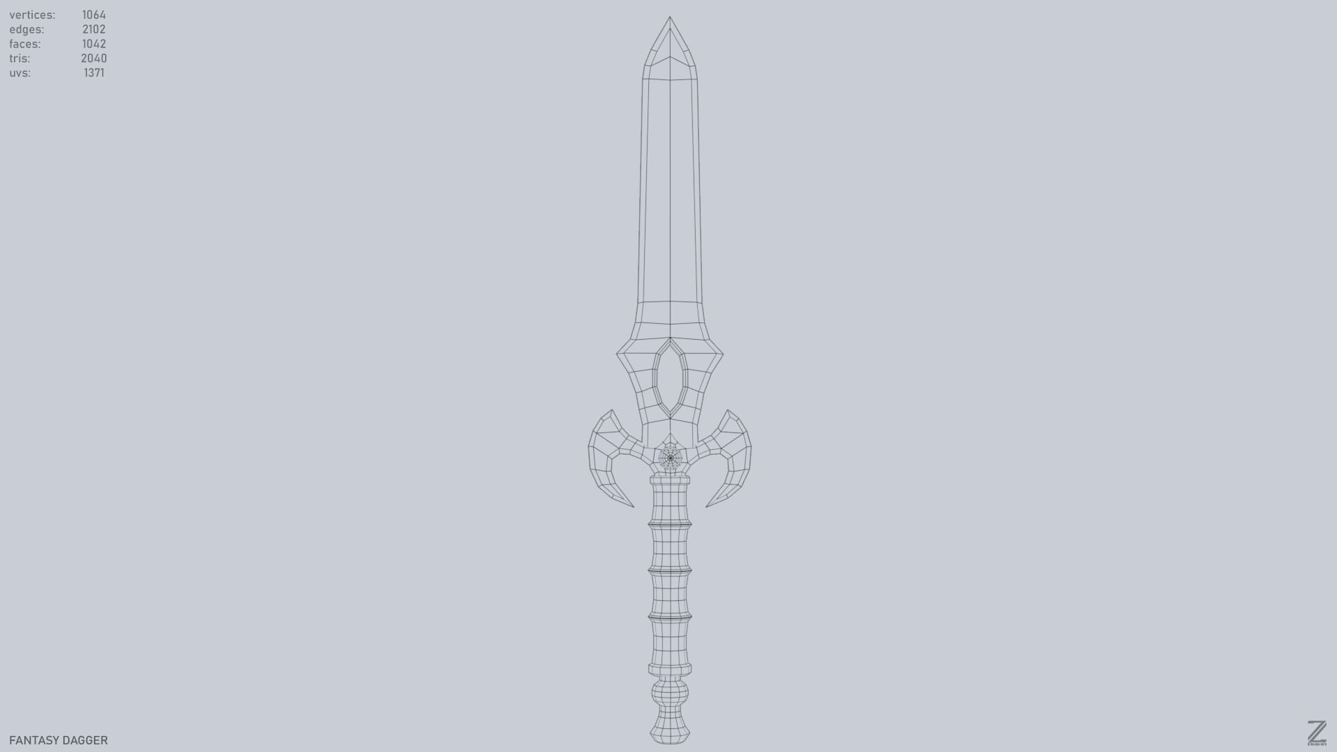 Fantasy dagger Low-poly 3D model_9