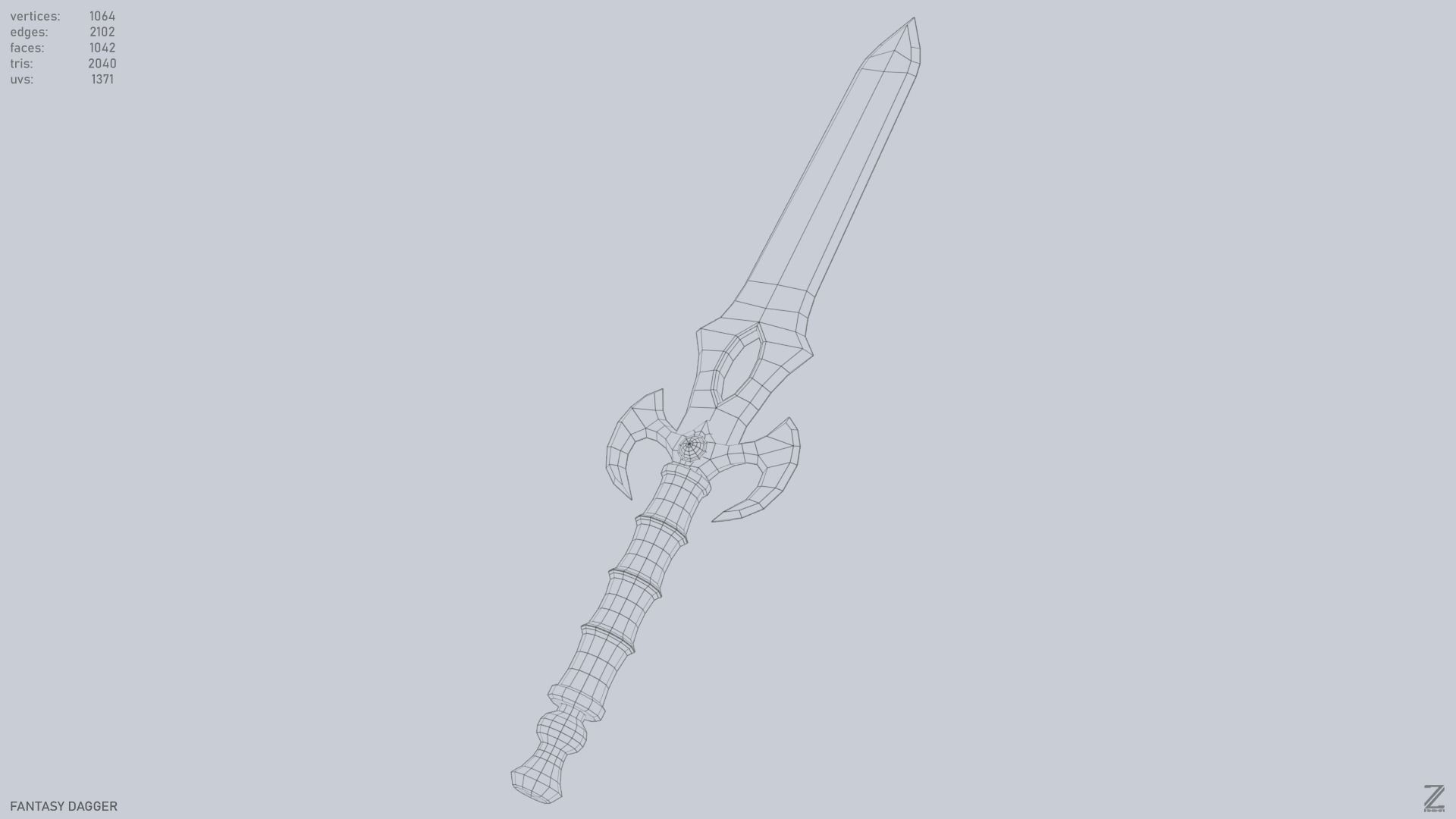 Fantasy dagger Low-poly 3D model_14