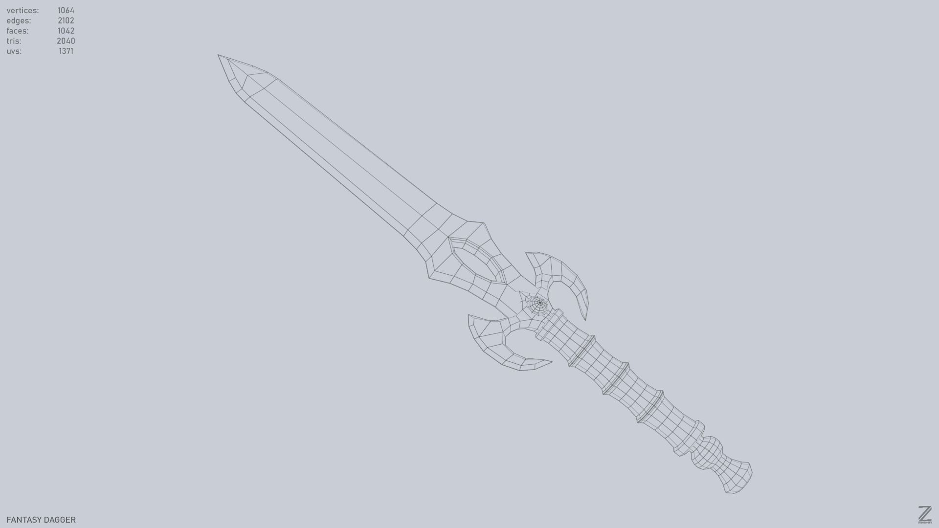 Fantasy dagger Low-poly 3D model_10