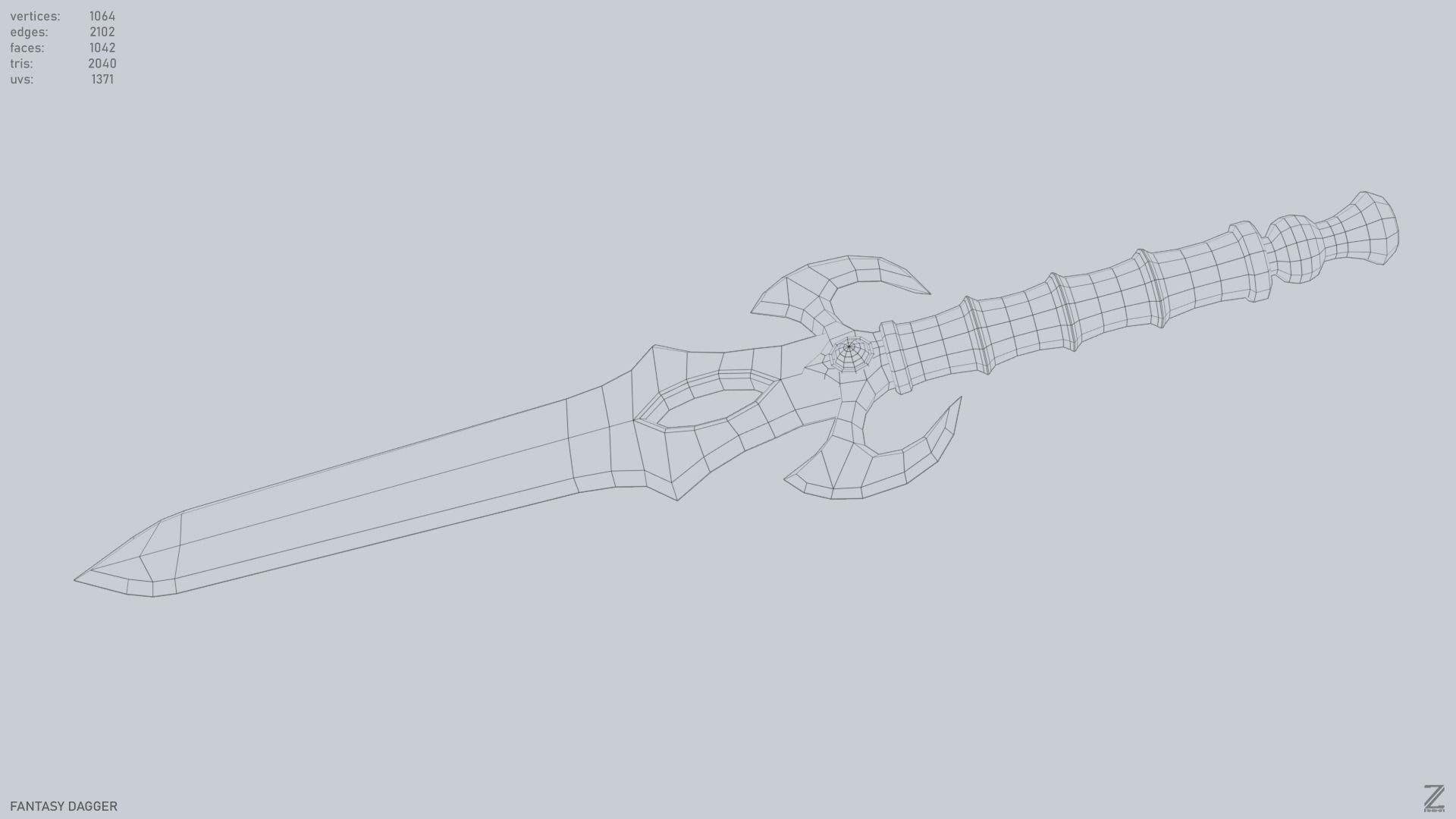Fantasy dagger Low-poly 3D model_11