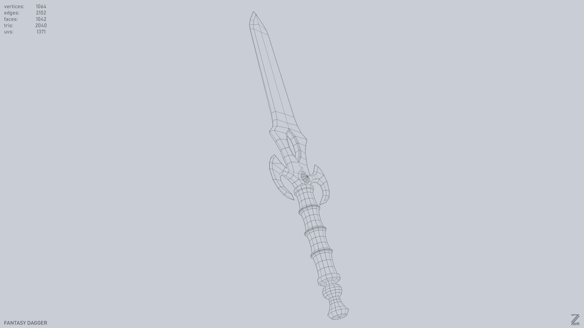 Fantasy dagger Low-poly 3D model_15