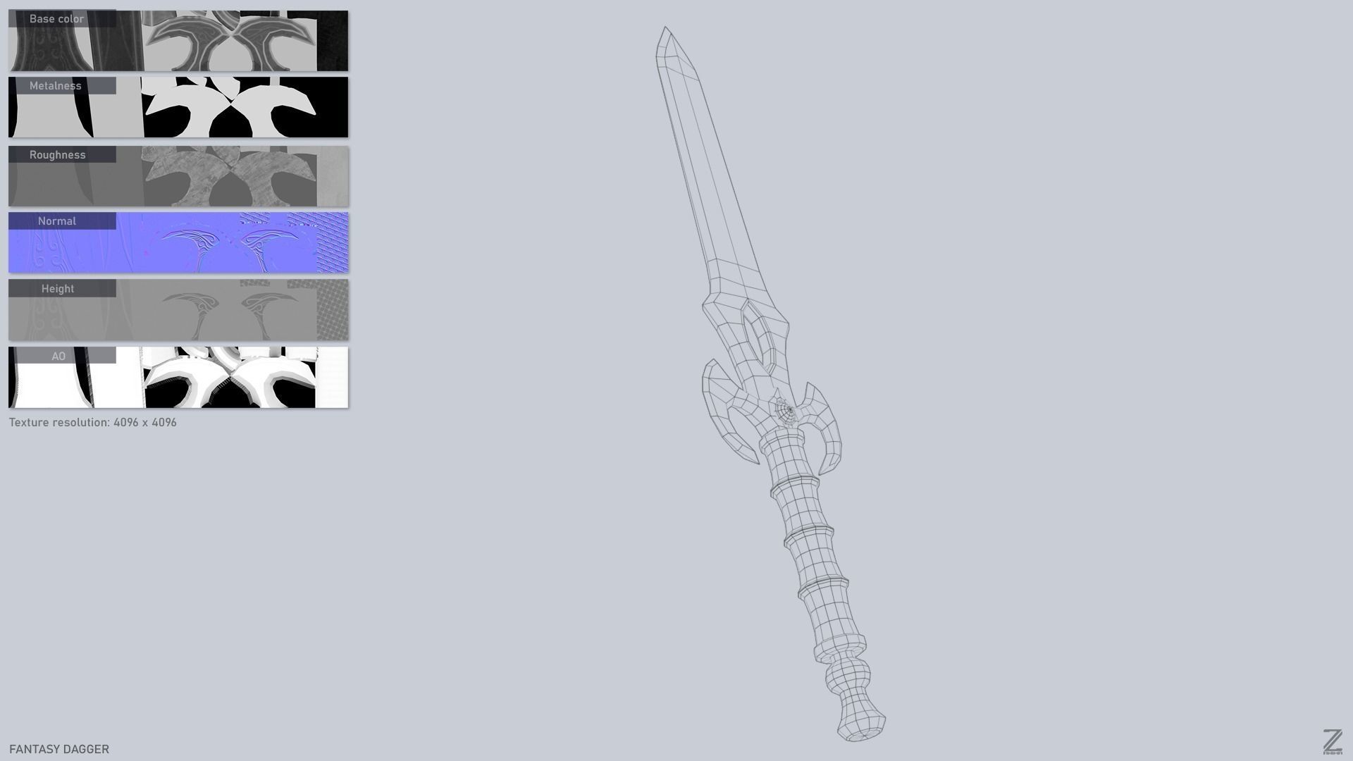 Fantasy dagger Low-poly 3D model_3
