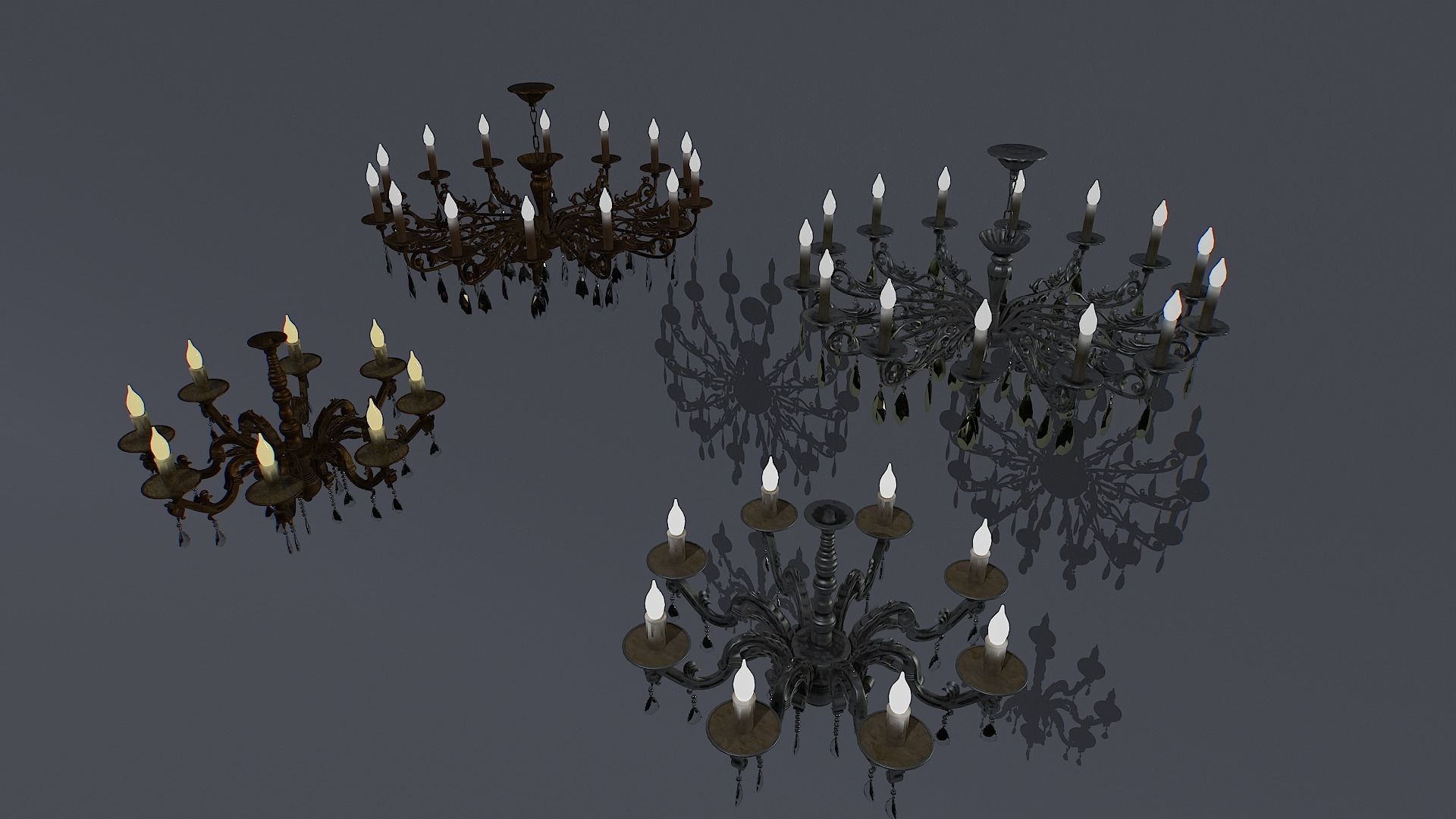 Chandelier pack Low-poly 3D model_8