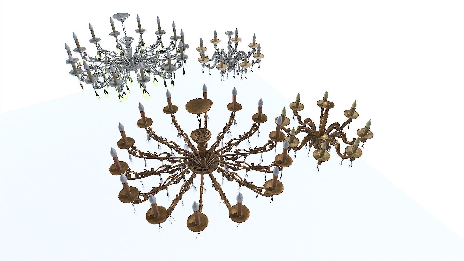 Chandelier pack Low-poly 3D model_2