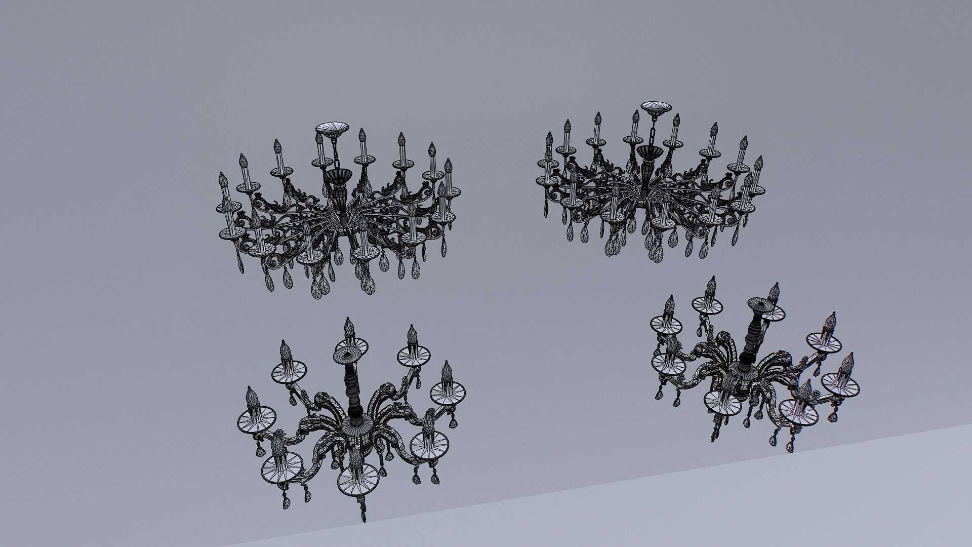 Chandelier pack Low-poly 3D model_7
