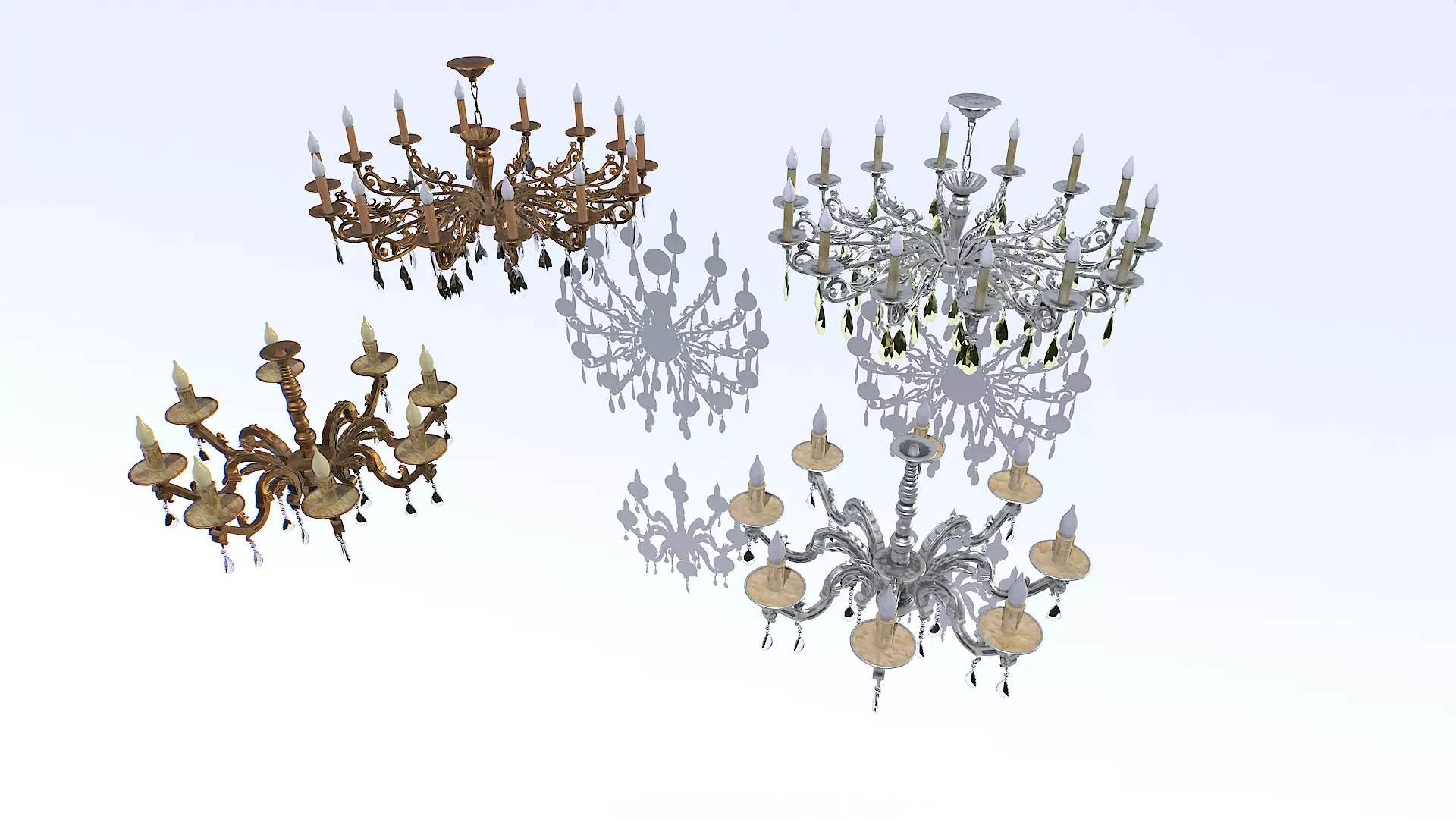 Chandelier pack Low-poly 3D model_0