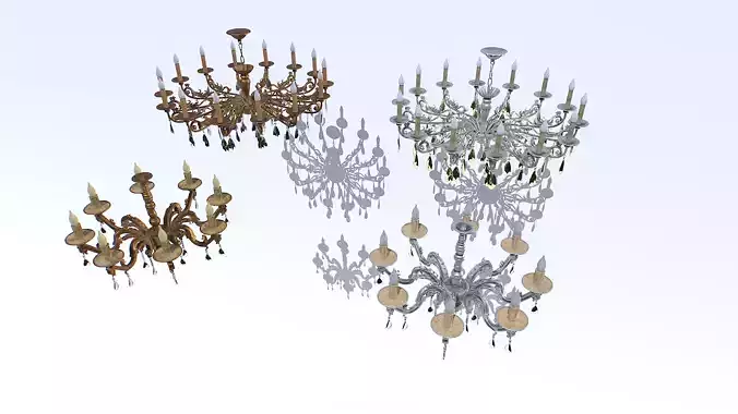 Chandelier pack Low-poly 3D model