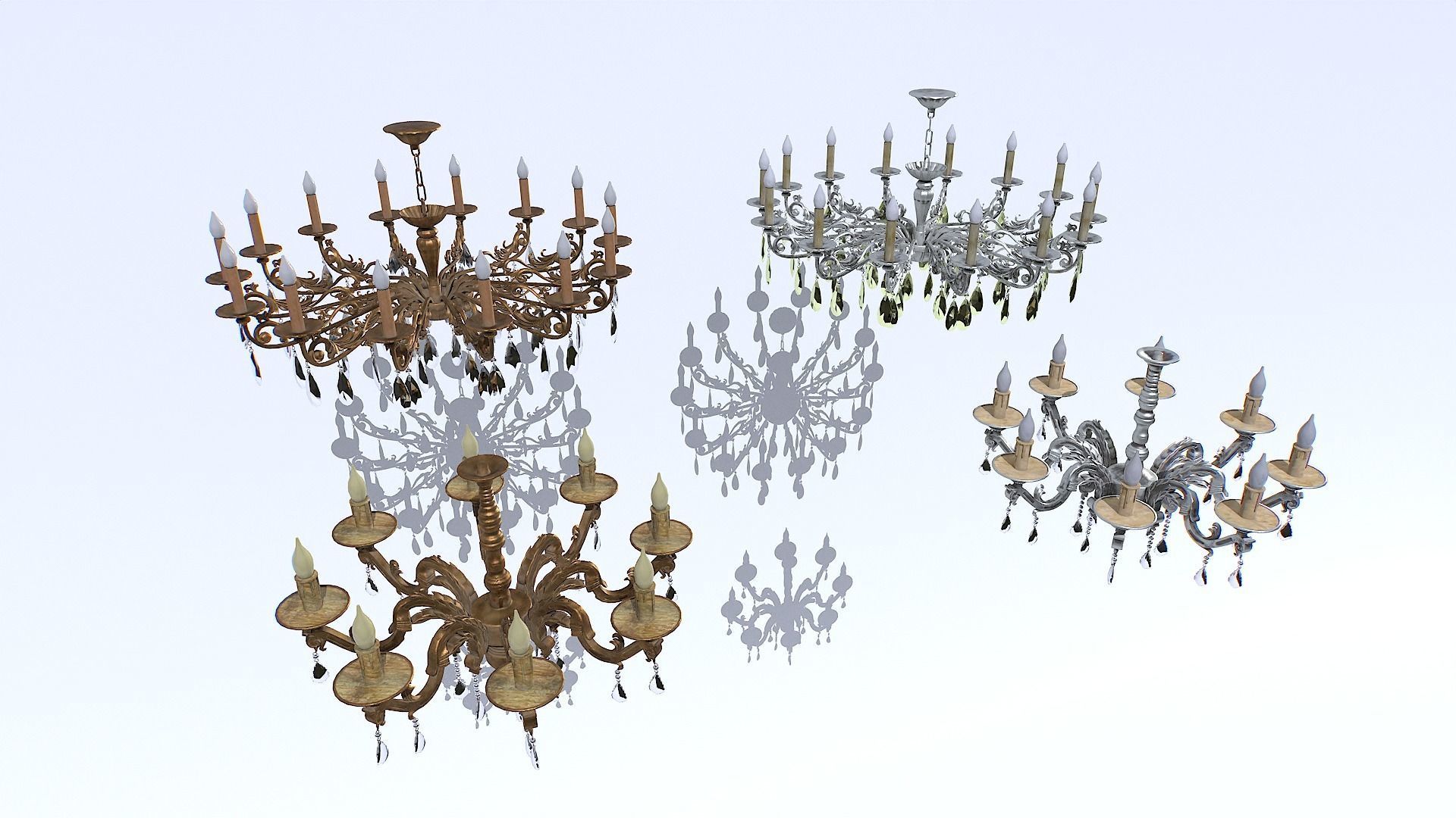 Chandelier pack Low-poly 3D model_1