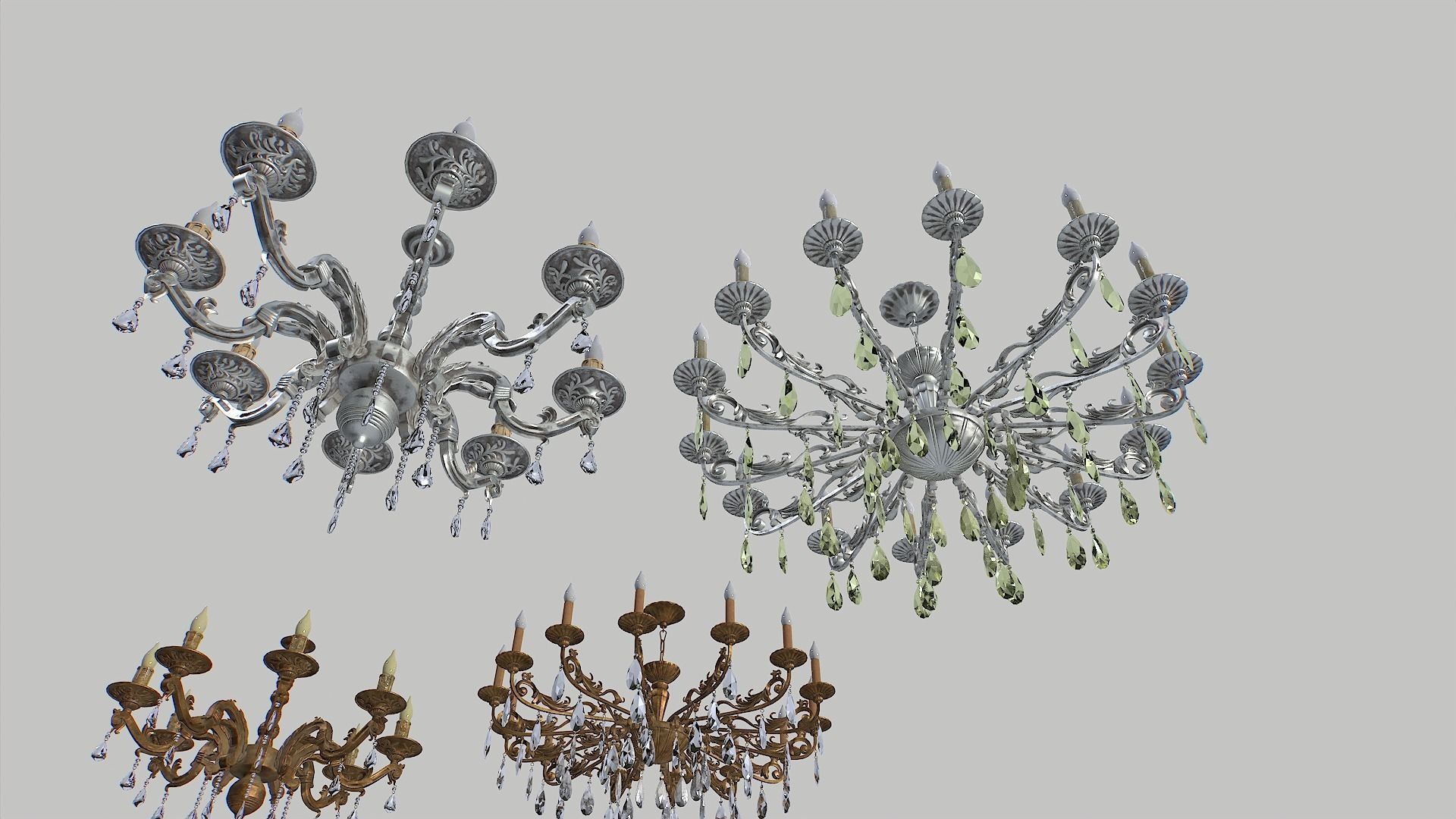Chandelier pack Low-poly 3D model_4