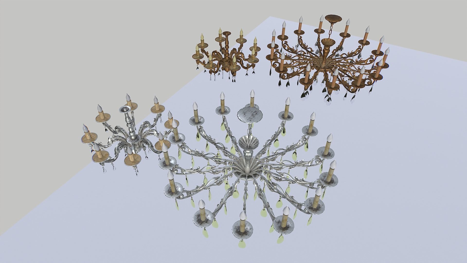 Chandelier pack Low-poly 3D model_3