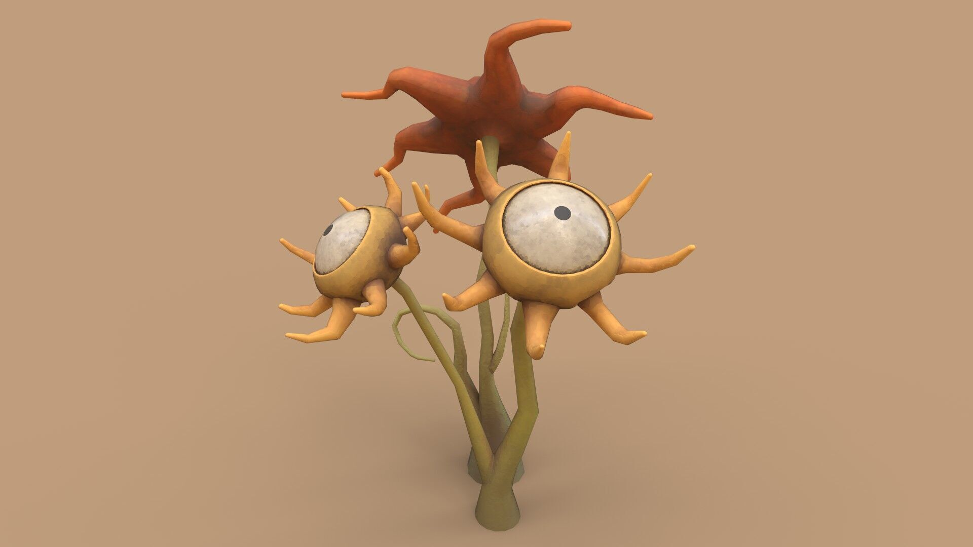 Stylized Flower Composition Low-poly 3D model_4