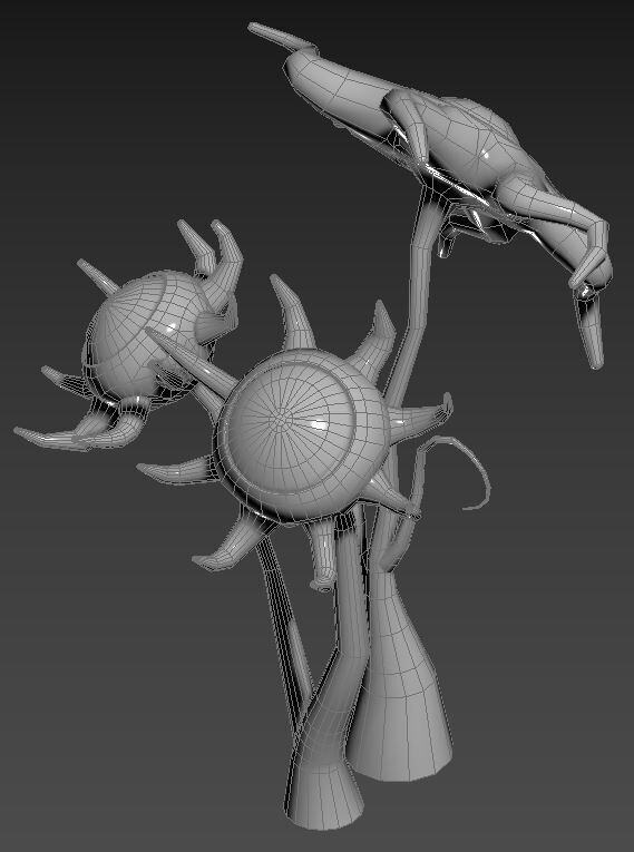 Stylized Flower Composition Low-poly 3D model_10